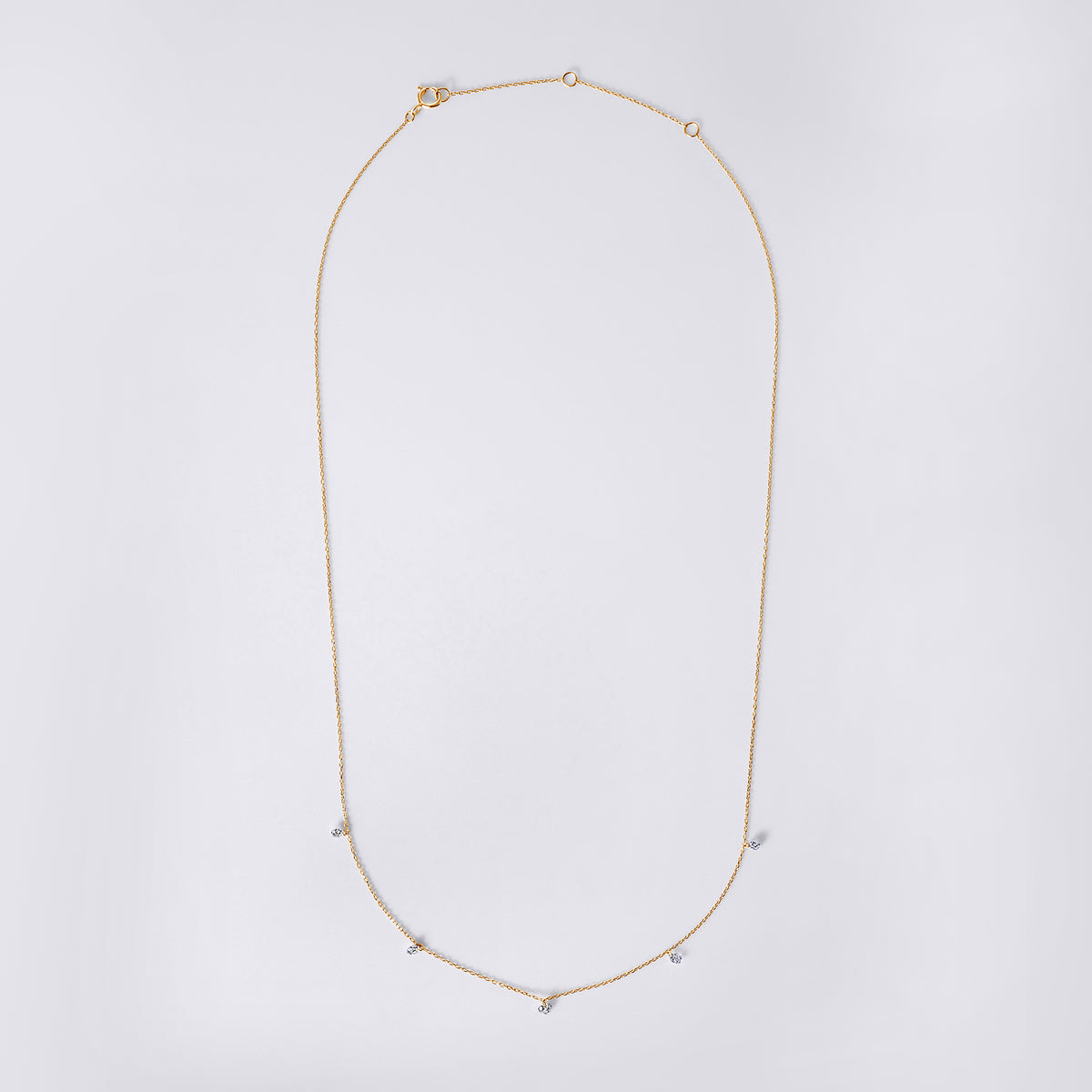Round 5 Drilled Diamond Station Necklace