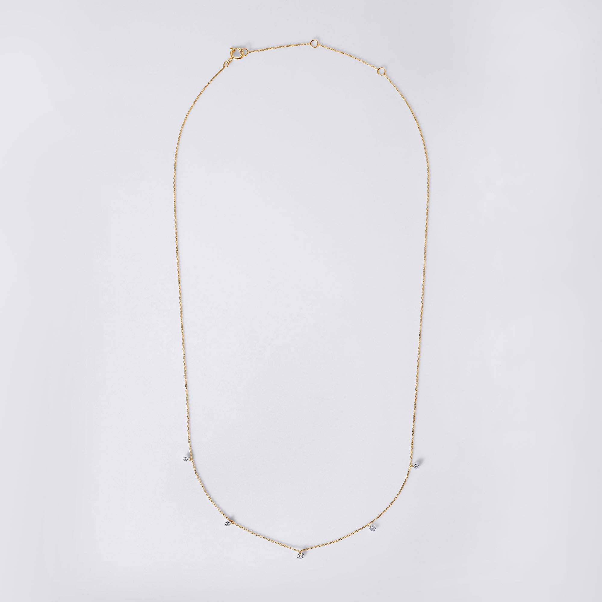 Round 5 Drilled Diamond Station Necklace
