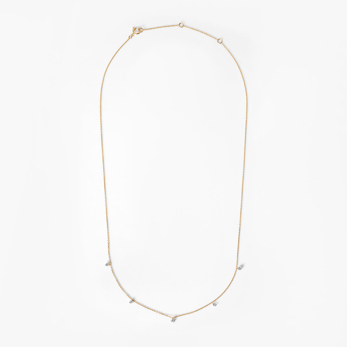 Round 5 Drilled Diamond Station Necklace