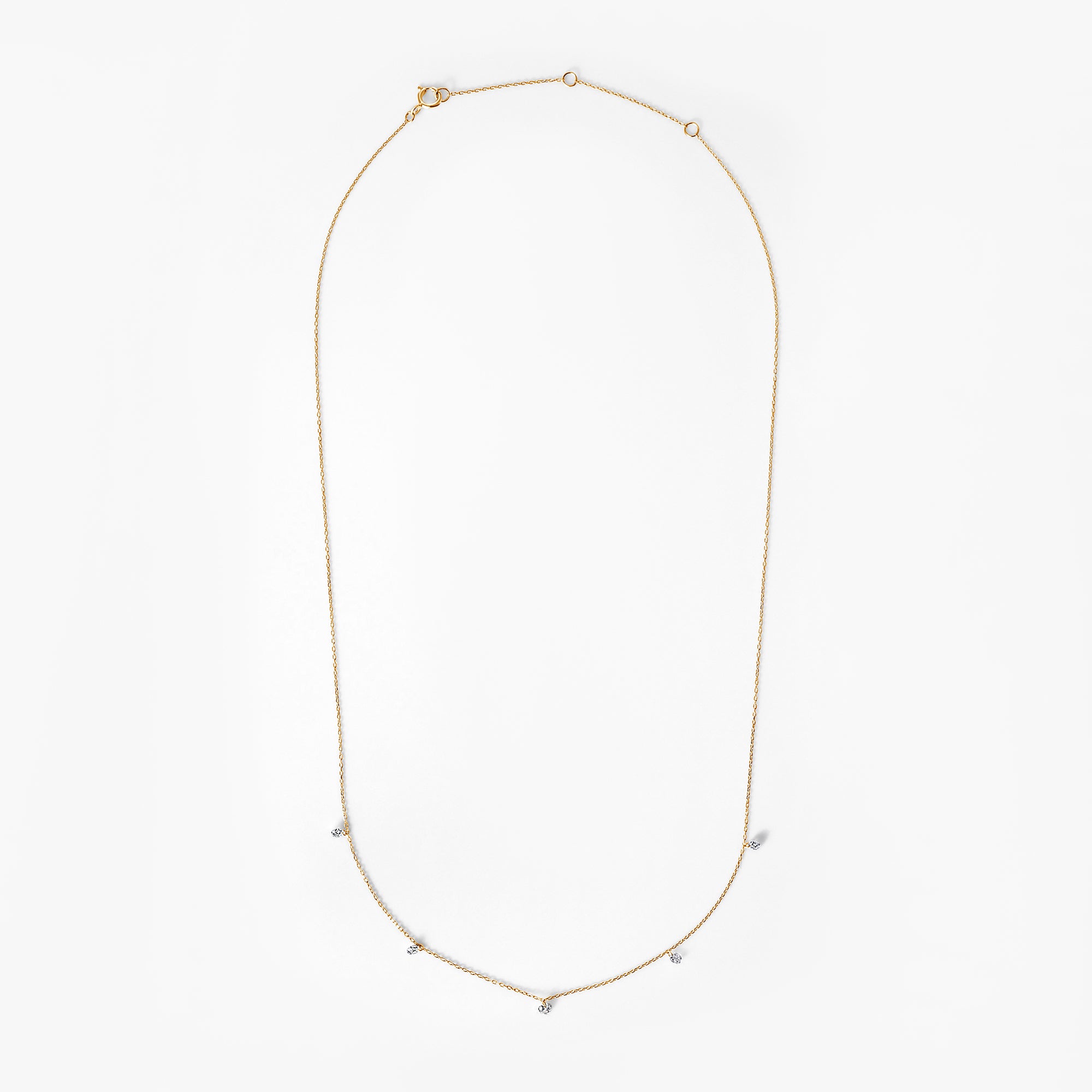 Round 5 Drilled Diamond Station Necklace
