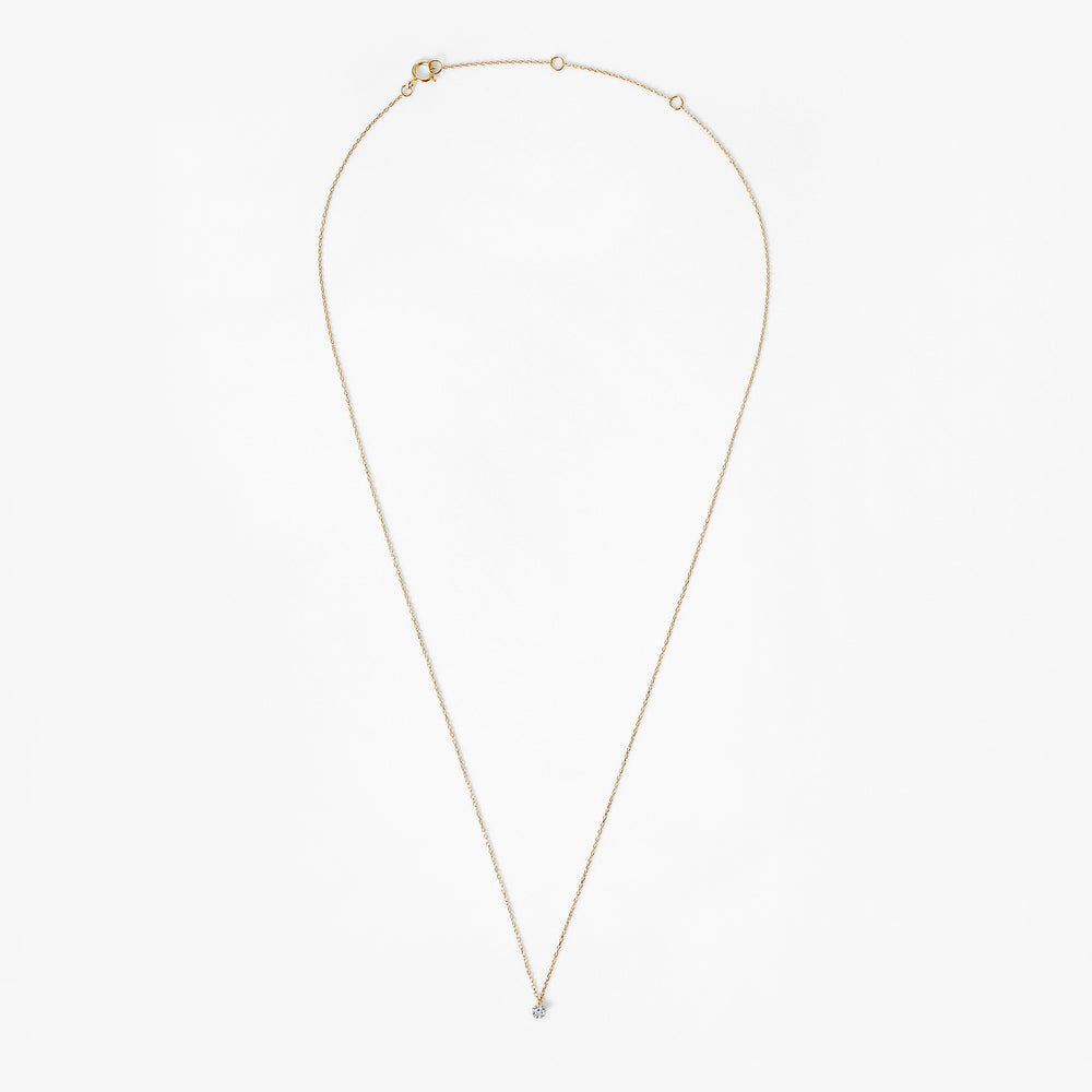 Round Pierced Diamond Petite Solitaire Pendant Necklace