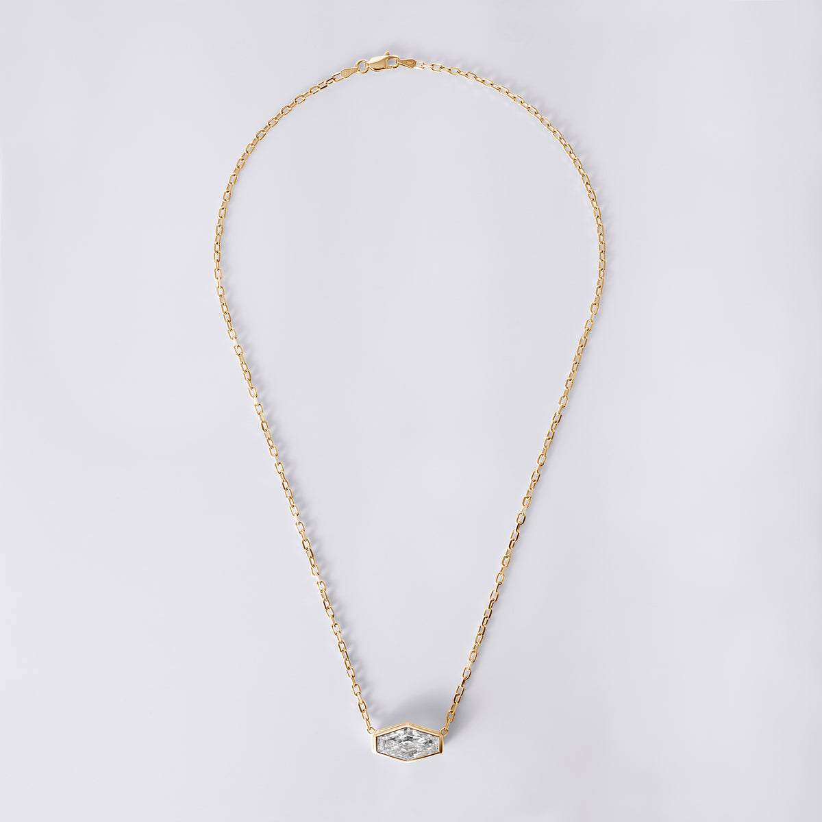 Bezel Set East/West Step-Cut Lozenge Pendant (5.18CTW), Yellow Gold