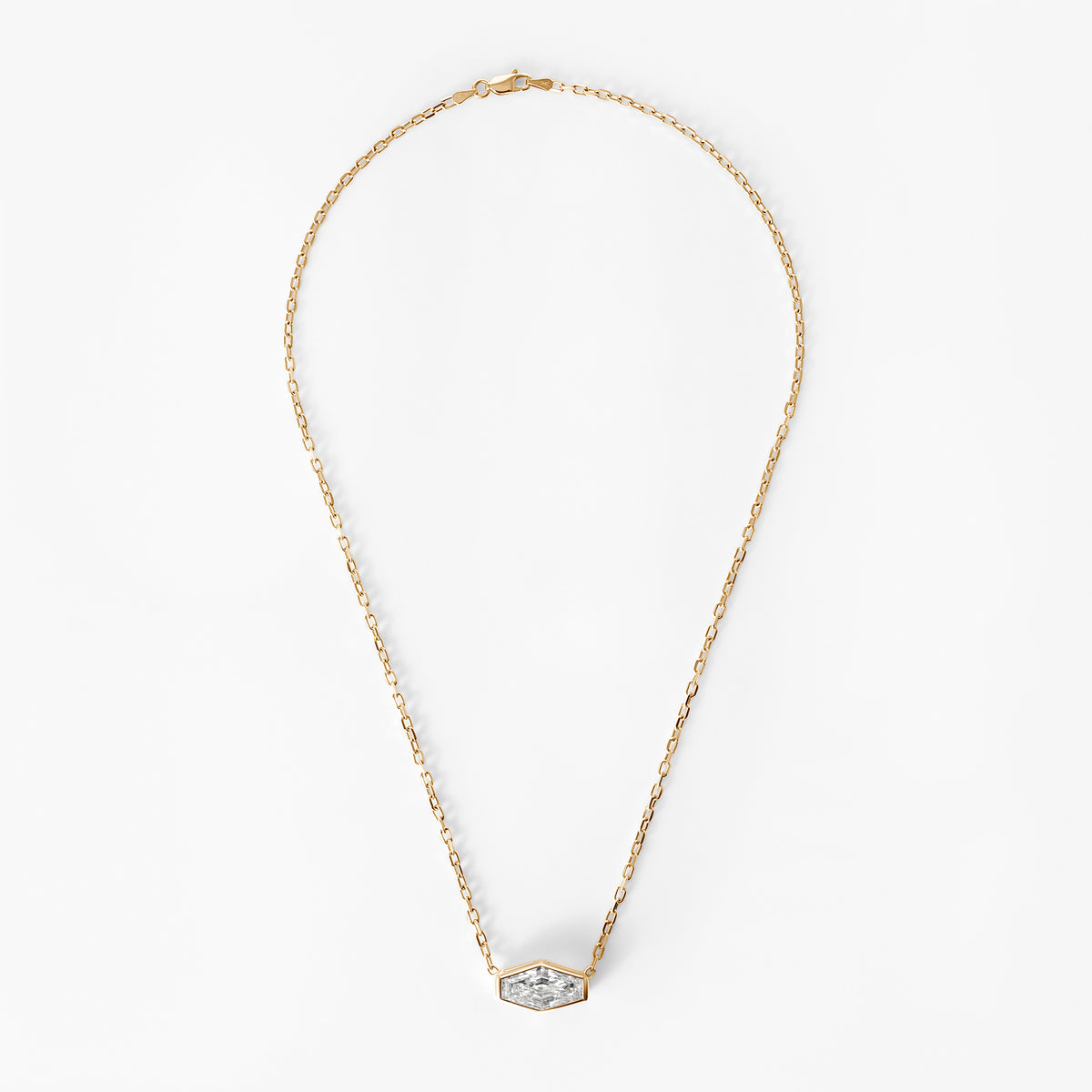 Lozenge Step Cut Diamond Bezel Set Pendant Necklace