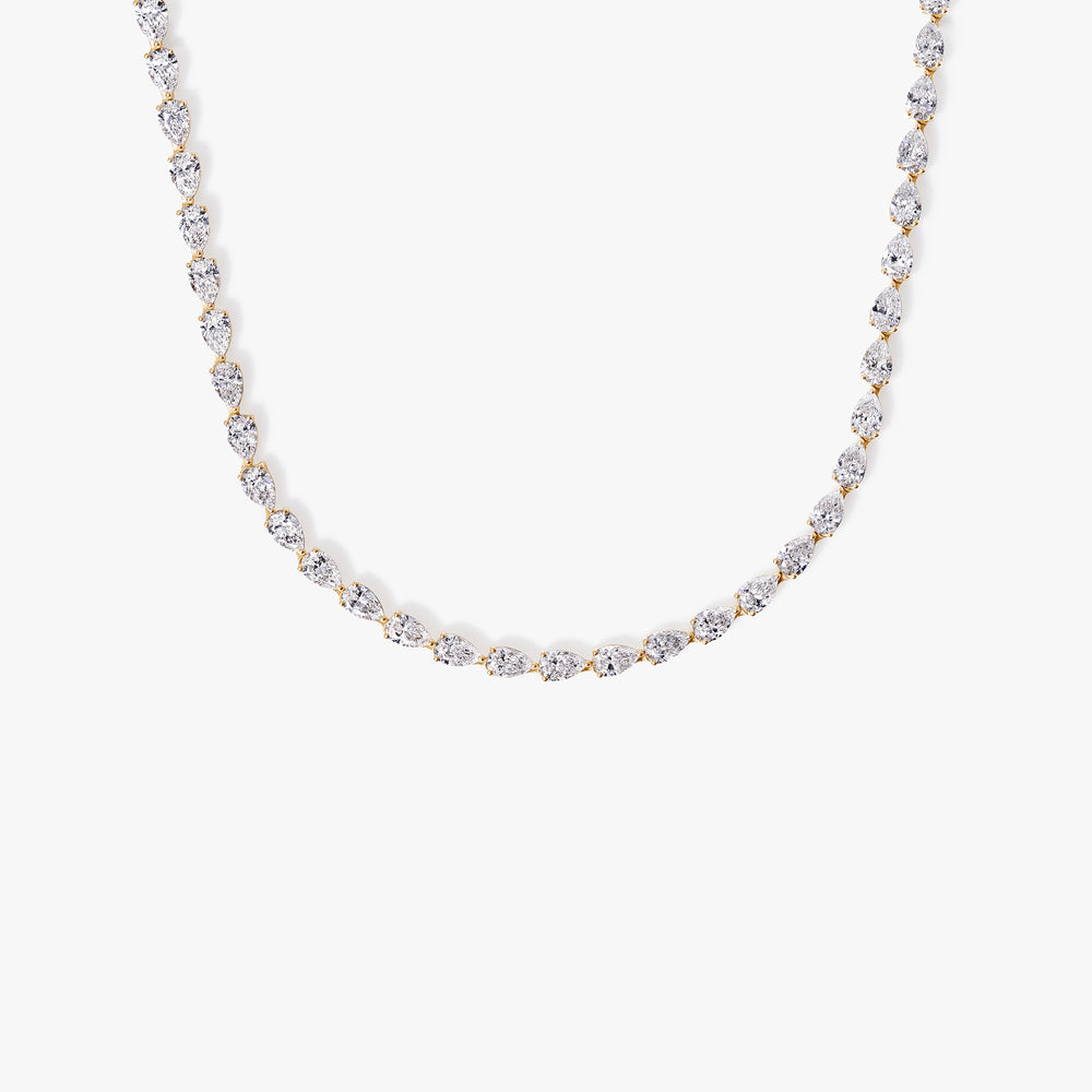 Pear Diamond East West Tennis Necklace
