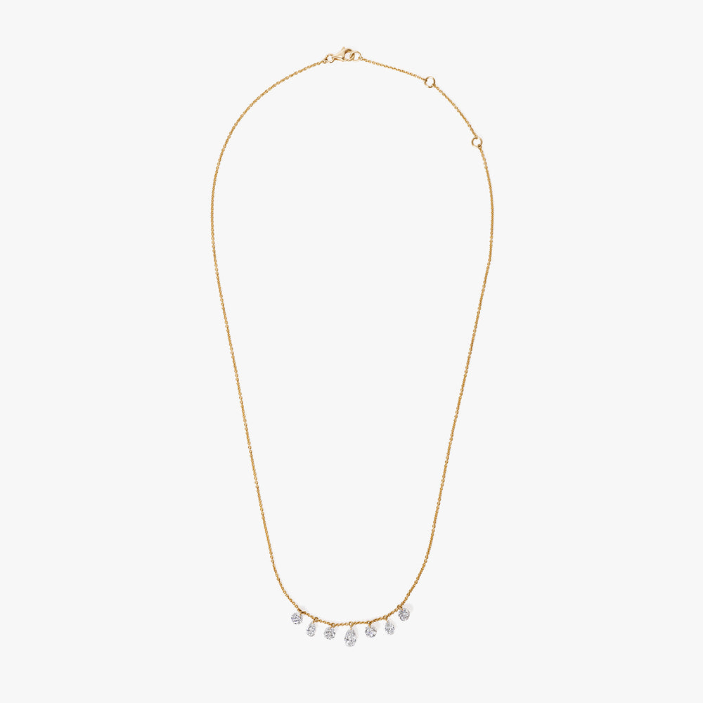 Round and Pear Drilled Diamond Necklace