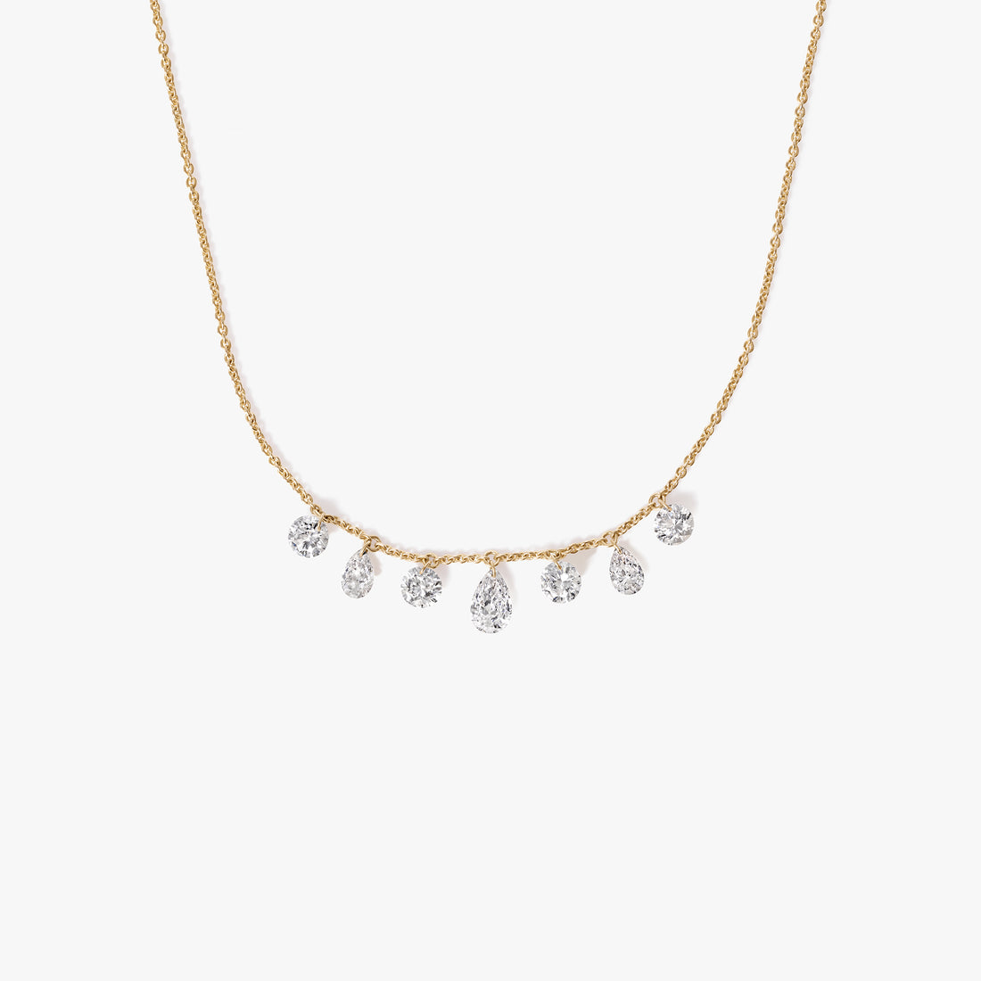 Round and Pear Drilled Diamond Necklace