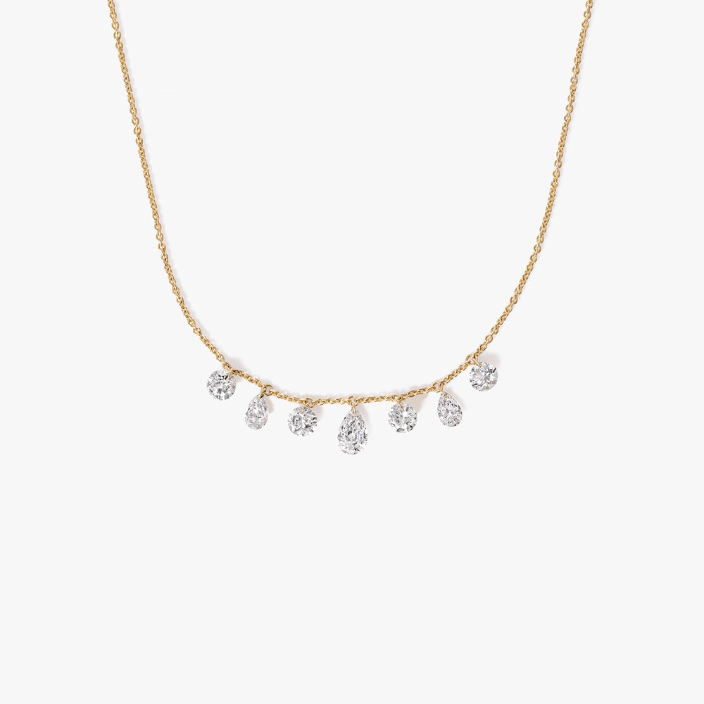 Round and Pear Drilled Diamond Necklace
