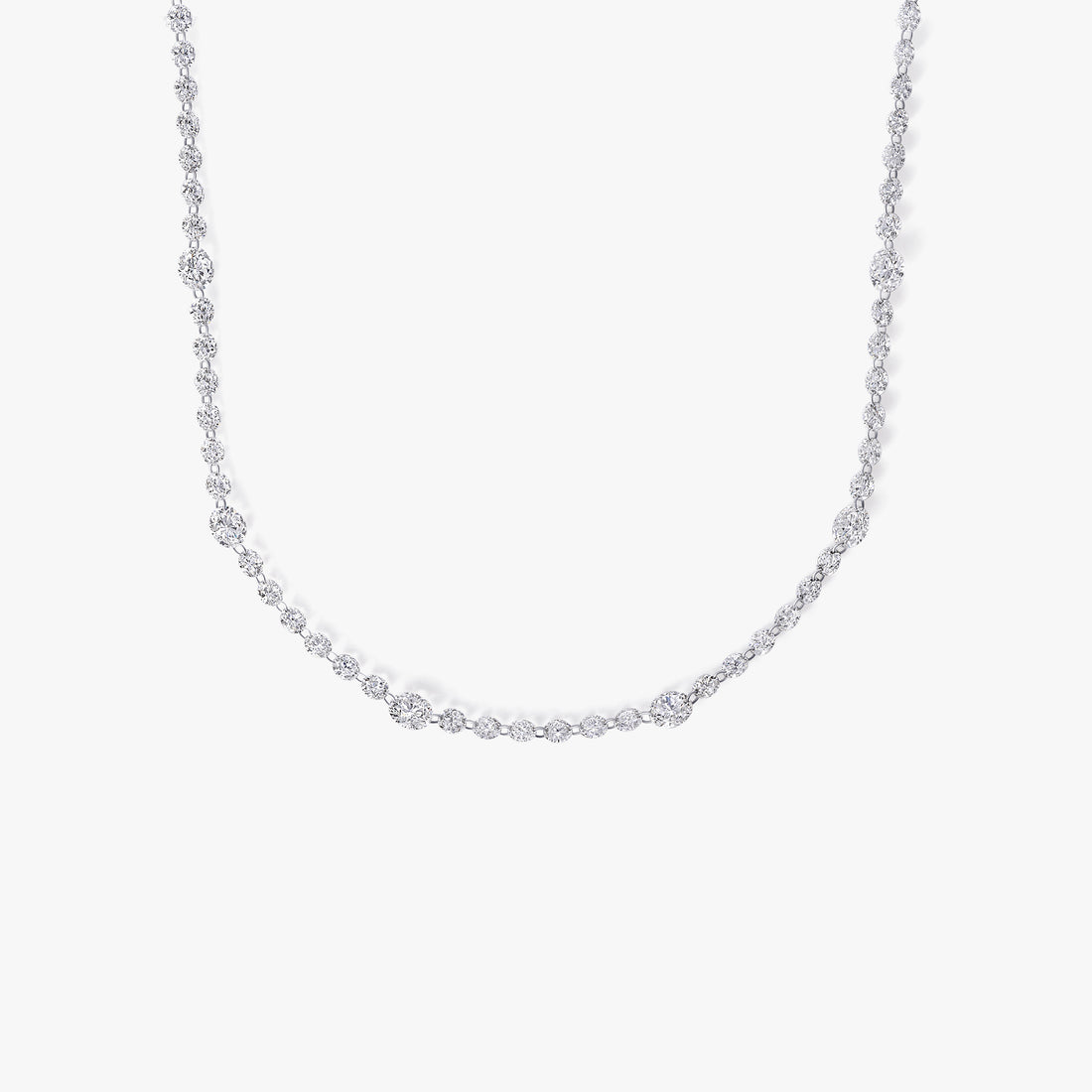 Round Diamond Floating Tennis Necklace