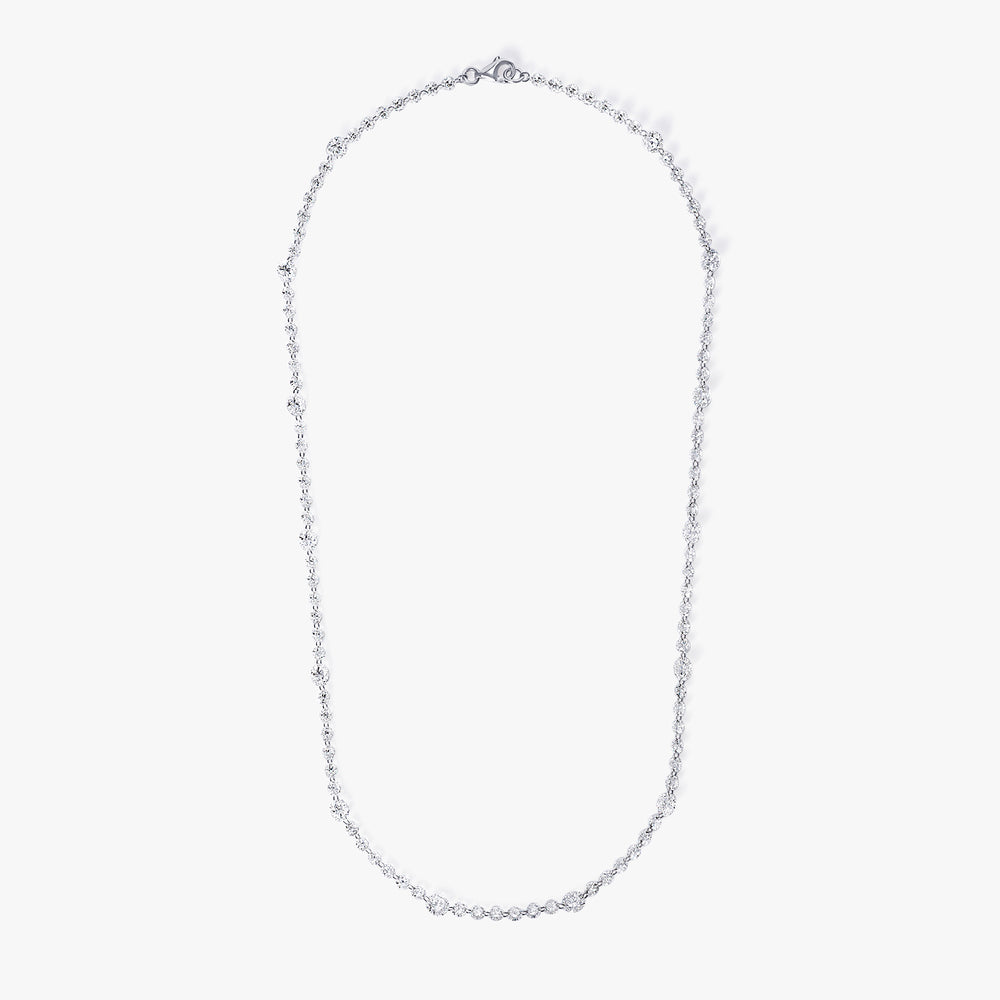 Round Diamond Floating Tennis Necklace