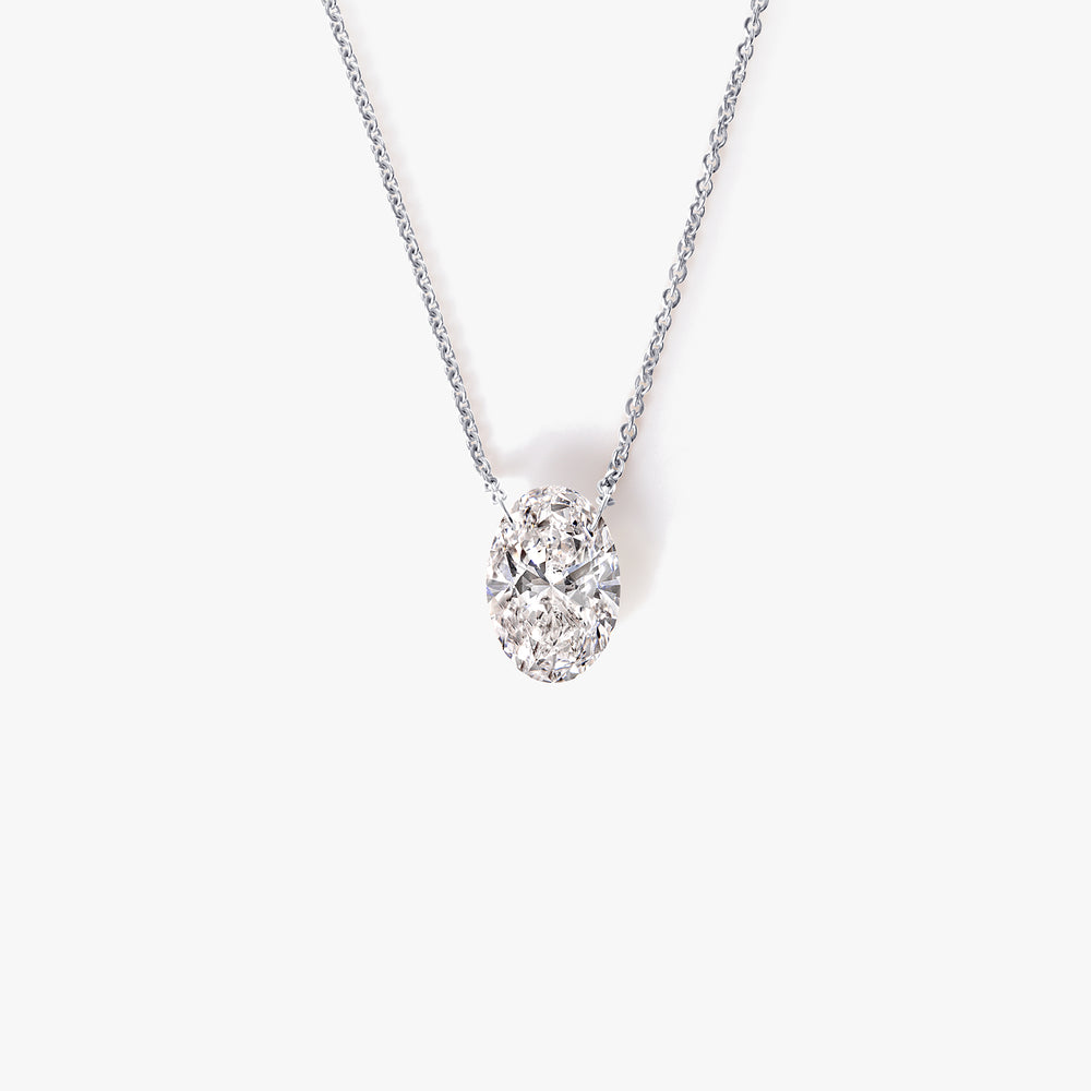 Oval Drilled Diamond Pendant Necklace