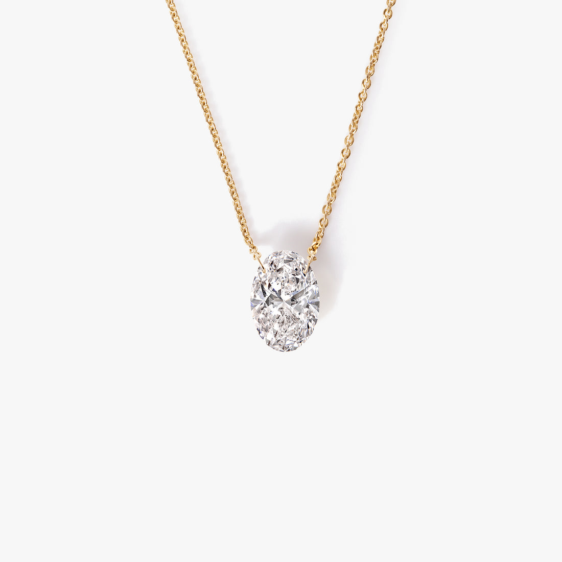 Oval Drilled Diamond Pendant Necklace