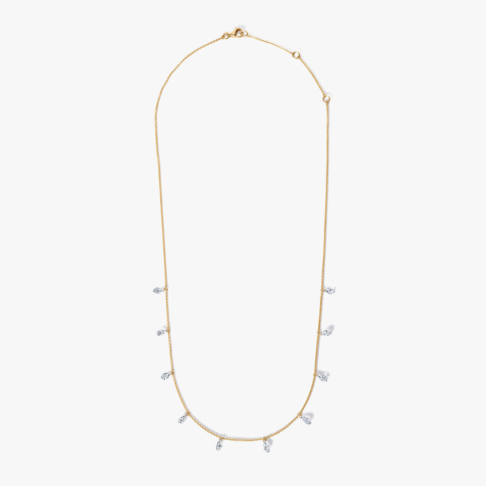 Pear Diamond Floating Station Necklace