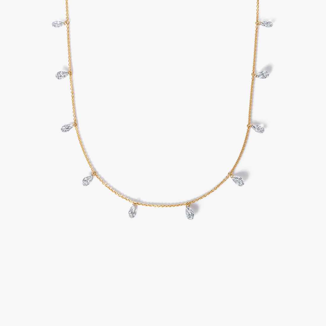 Pear Diamond Floating Station Necklace