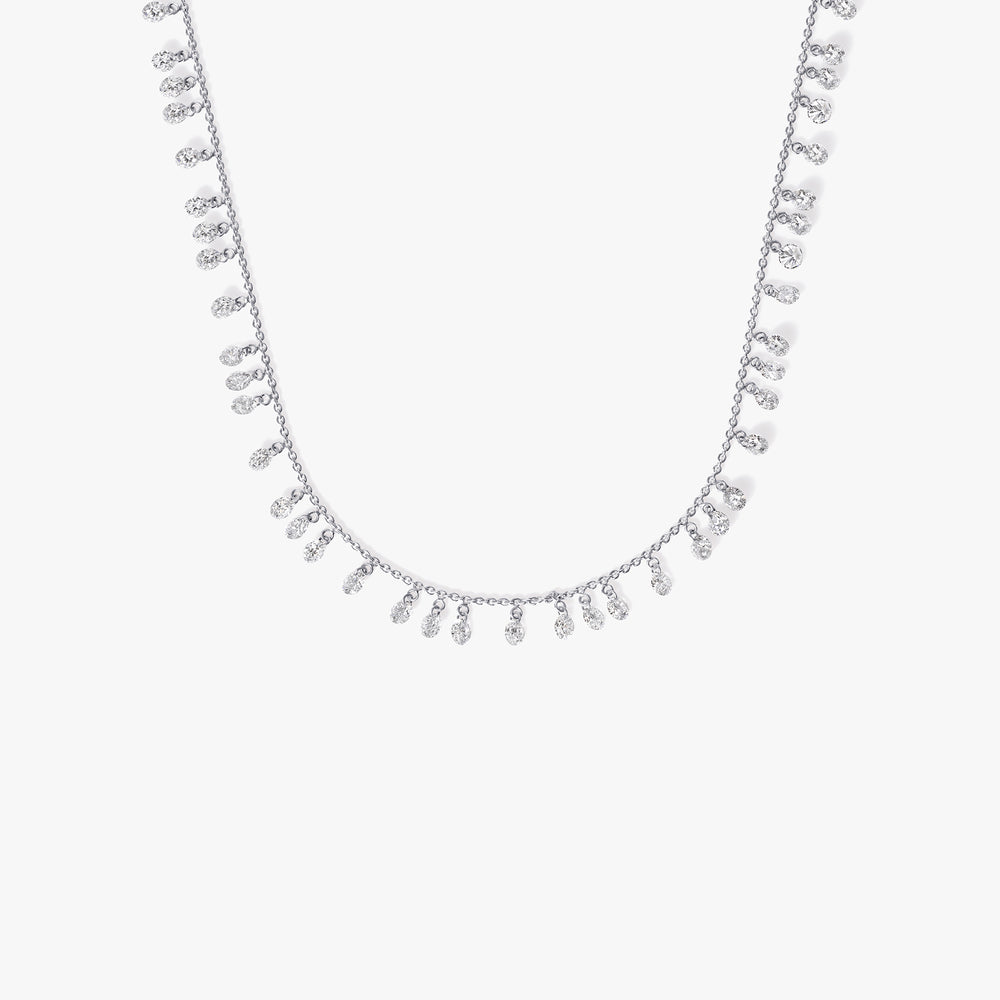 Round Drilled Diamond Fringe Necklace