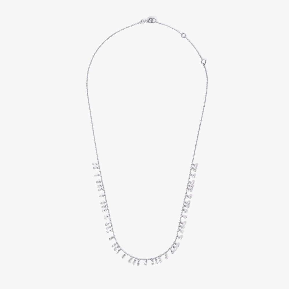 Round Drilled Diamond Fringe Necklace