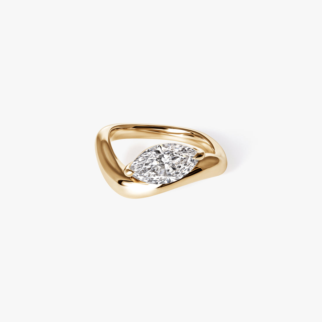 Marquise Diamond Curved Pinky Ring