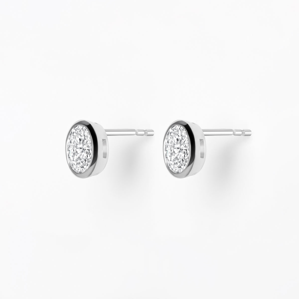 Bezel Set Oval Diamond Stud Earrings