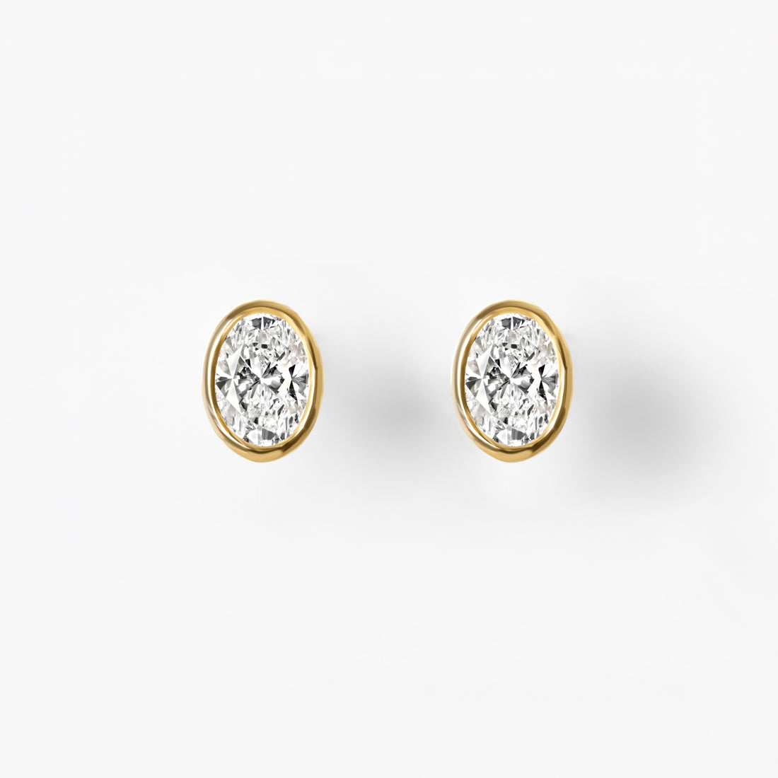 Oval Diamond Bezel Stud Earrings