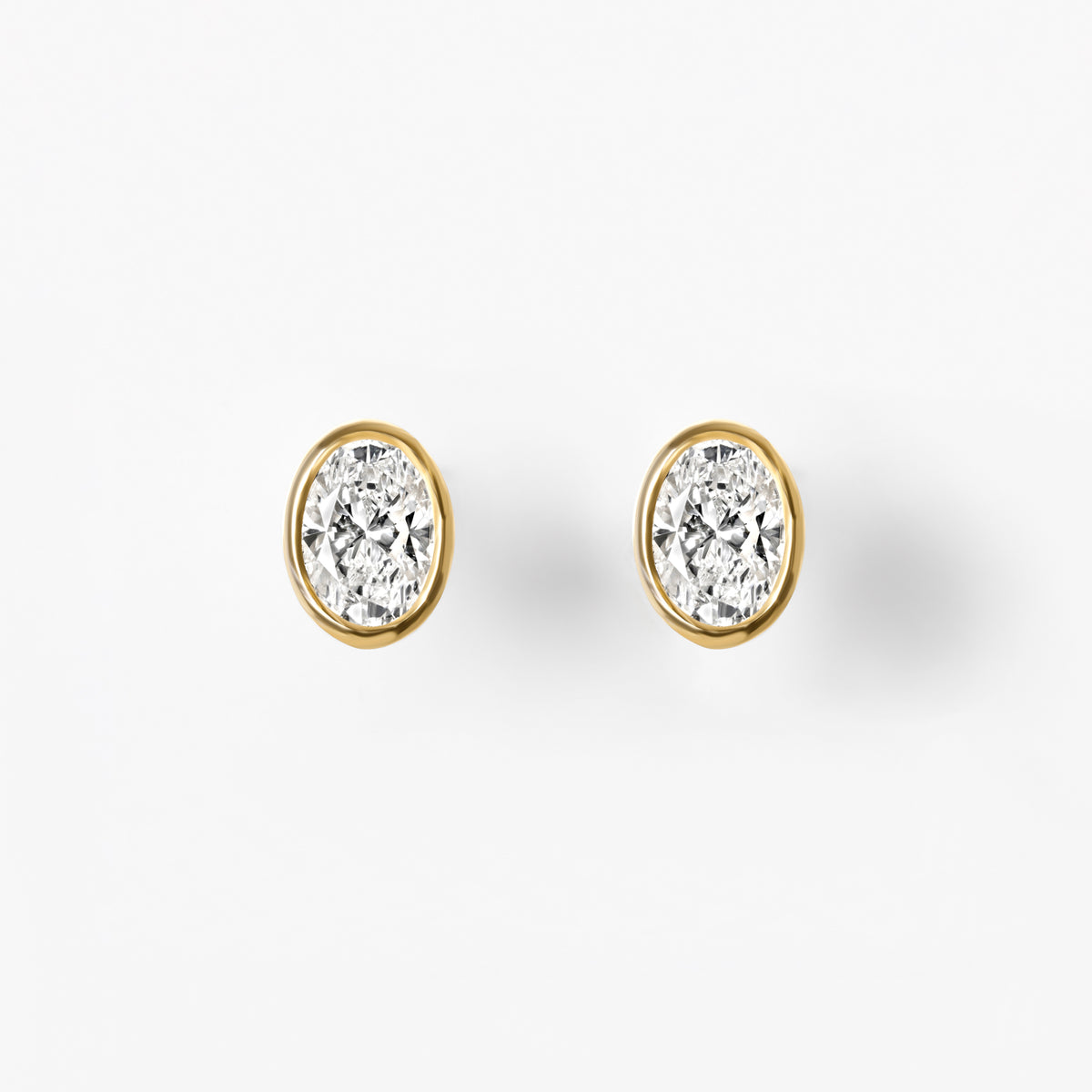 Bezel Set Oval Diamond Stud Earrings