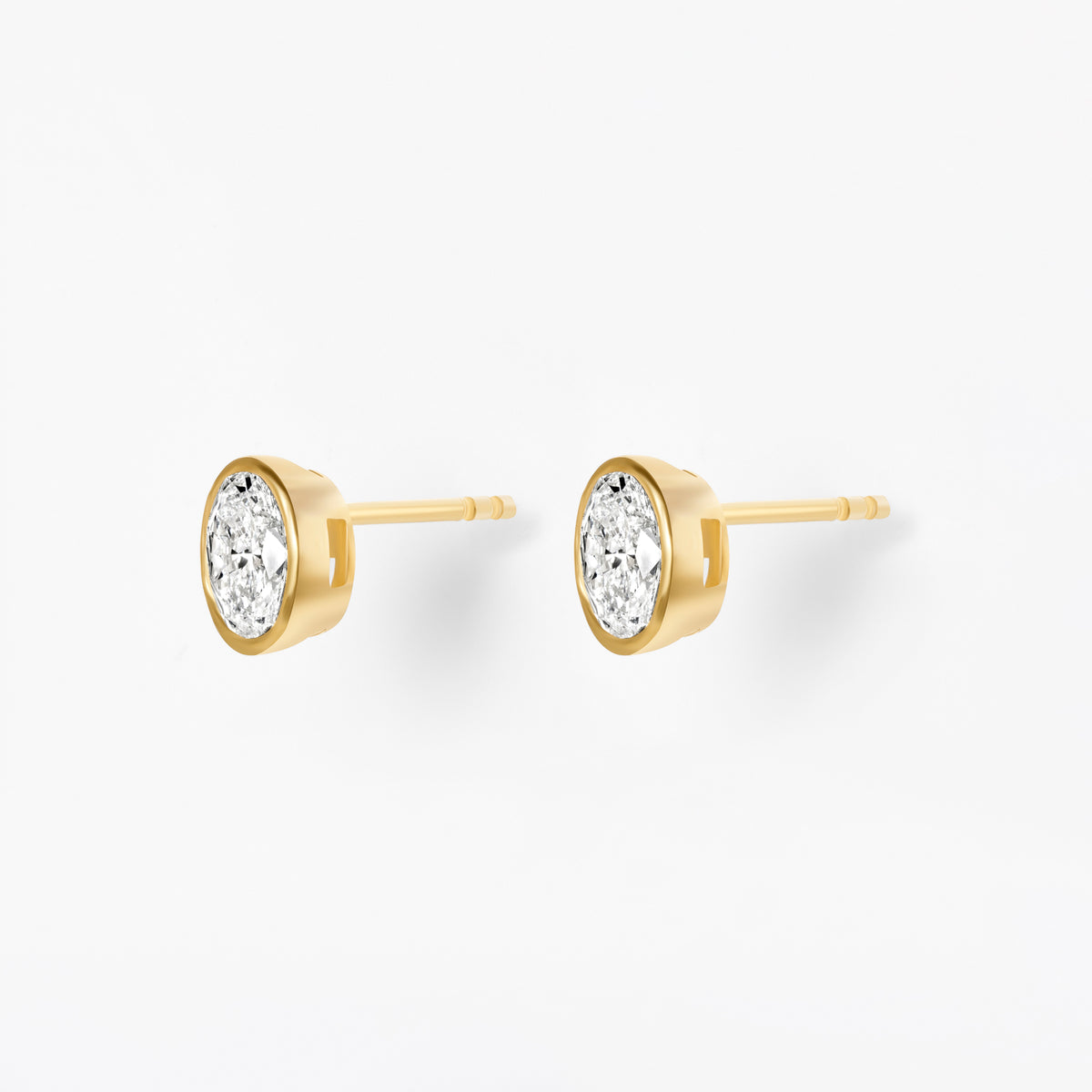 Bezel Set Oval Diamond Stud Earrings