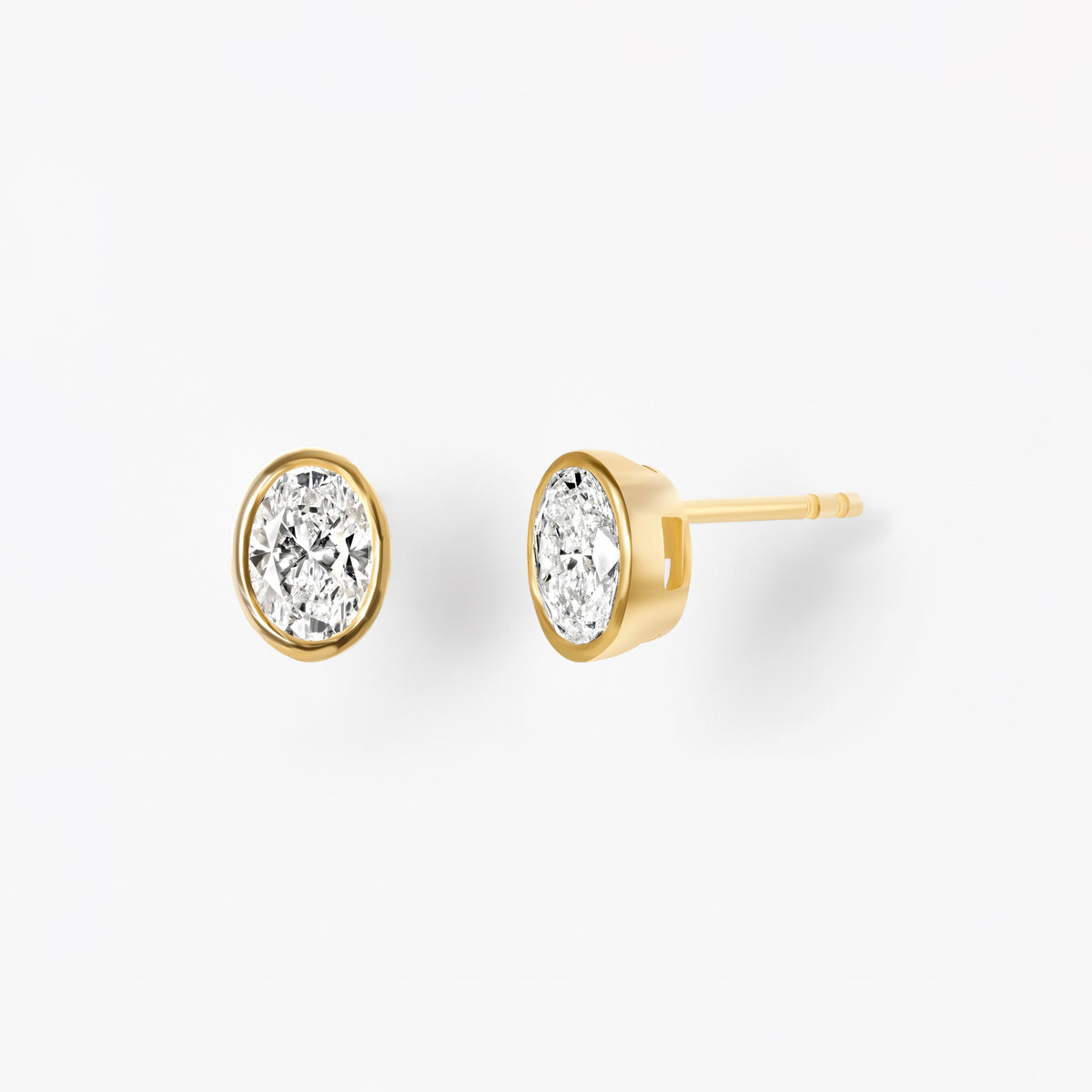 Bezel Set Oval Diamond Stud Earrings