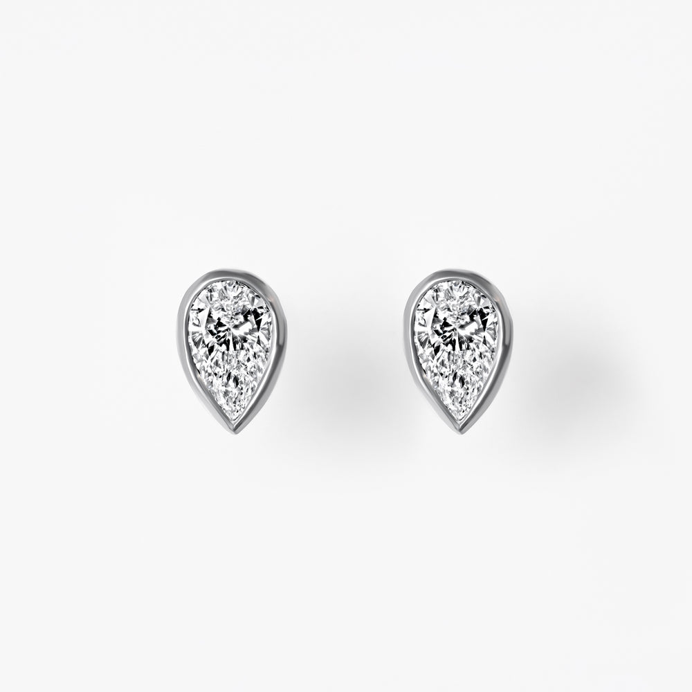 Pear Diamond Bezel Stud Earrings