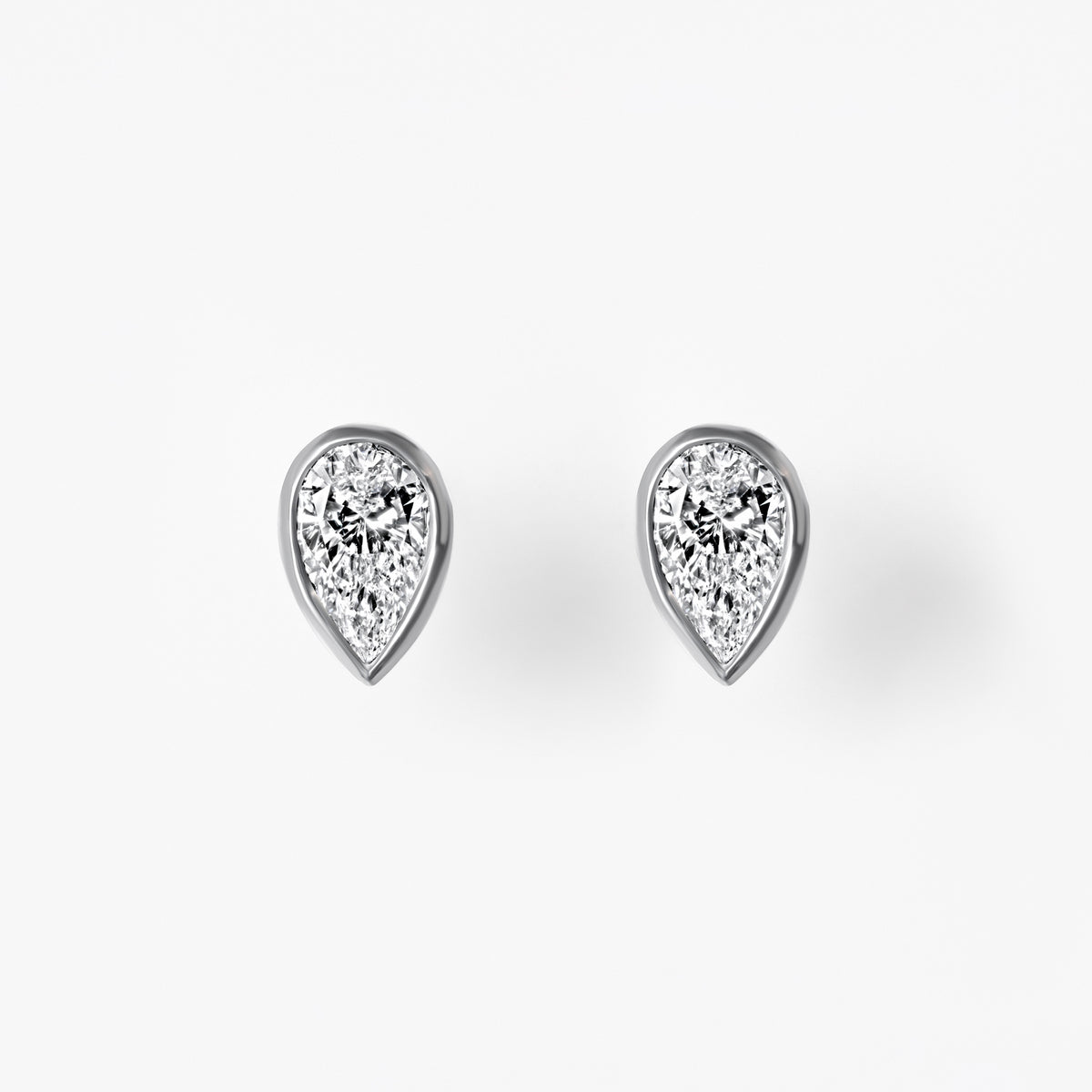 Bezel Set Pear Diamond Stud Earrings