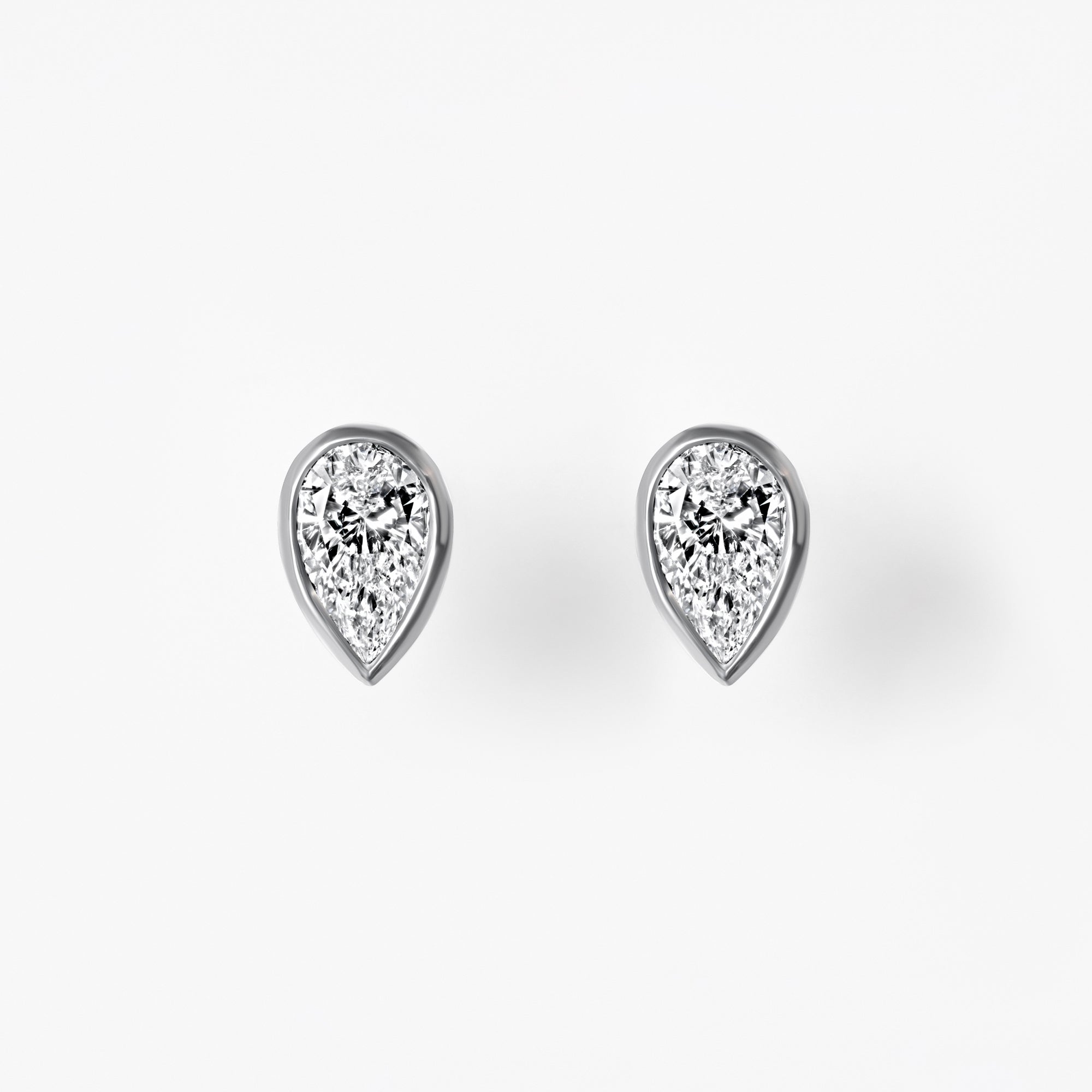 Bezel Set Pear Diamond Stud Earrings