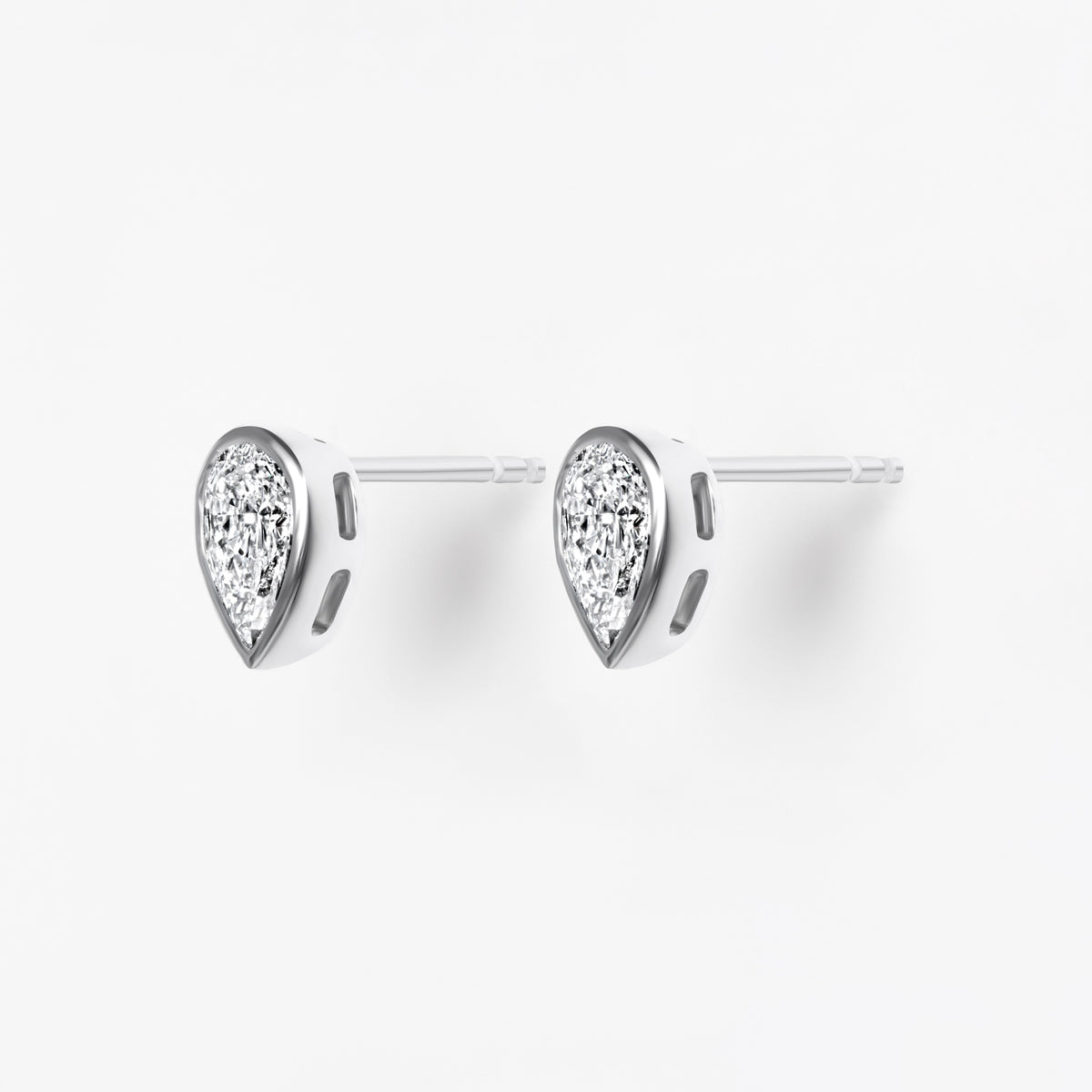 Bezel Set Pear Diamond Stud Earrings
