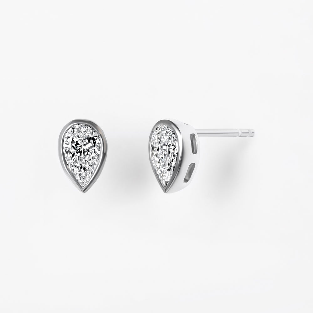 Pear Diamond Bezel Stud Earrings