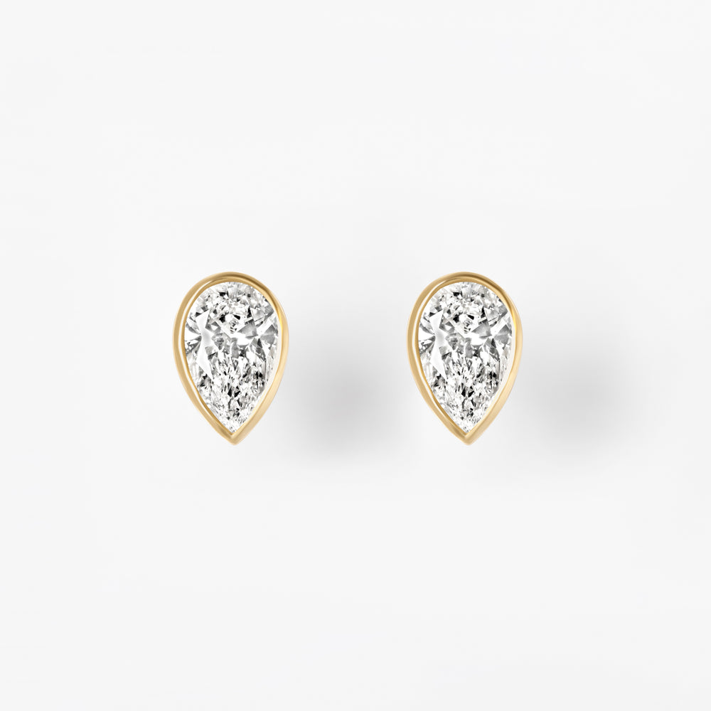 Pear Diamond Bezel Stud Earrings
