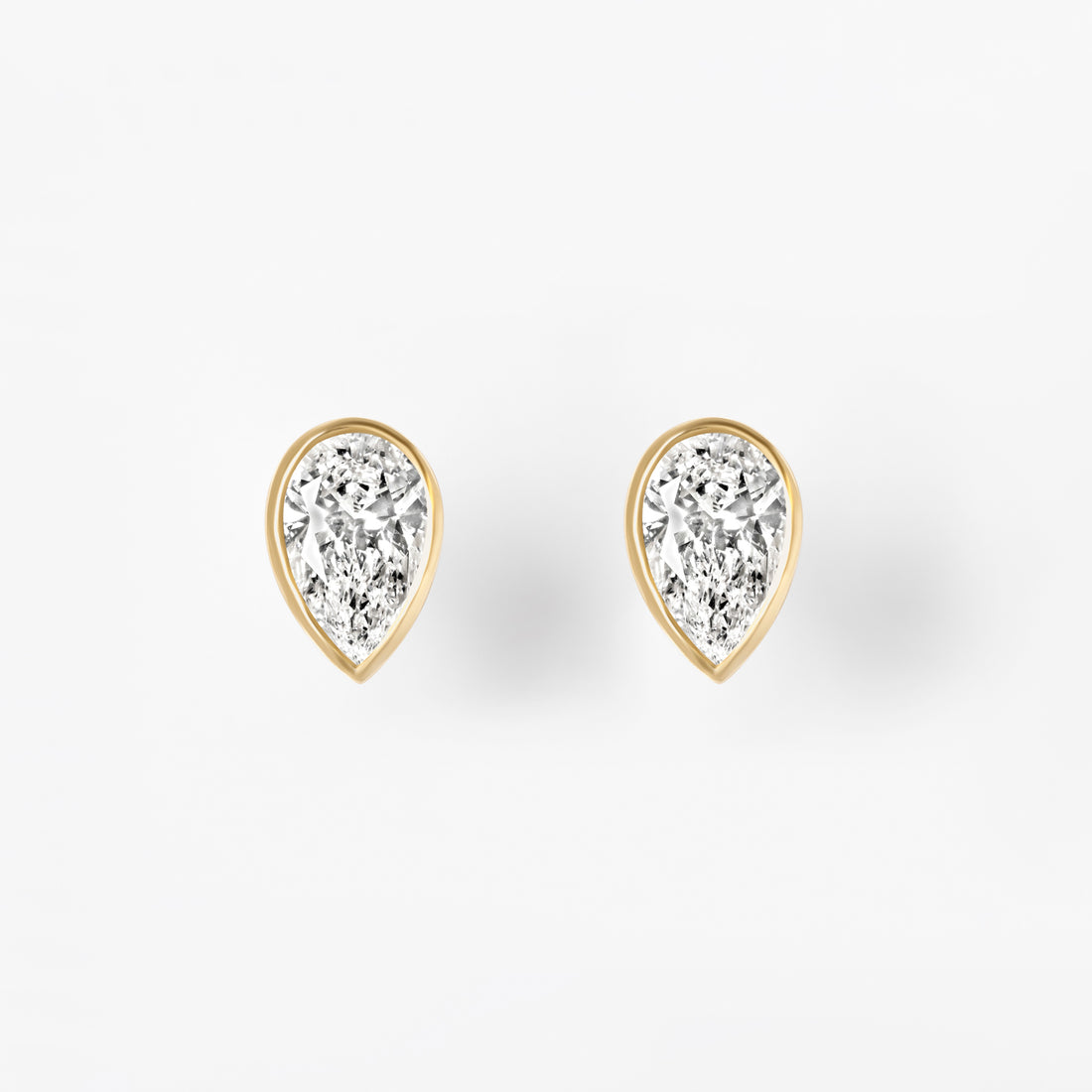 Pear Diamond Bezel Stud Earrings