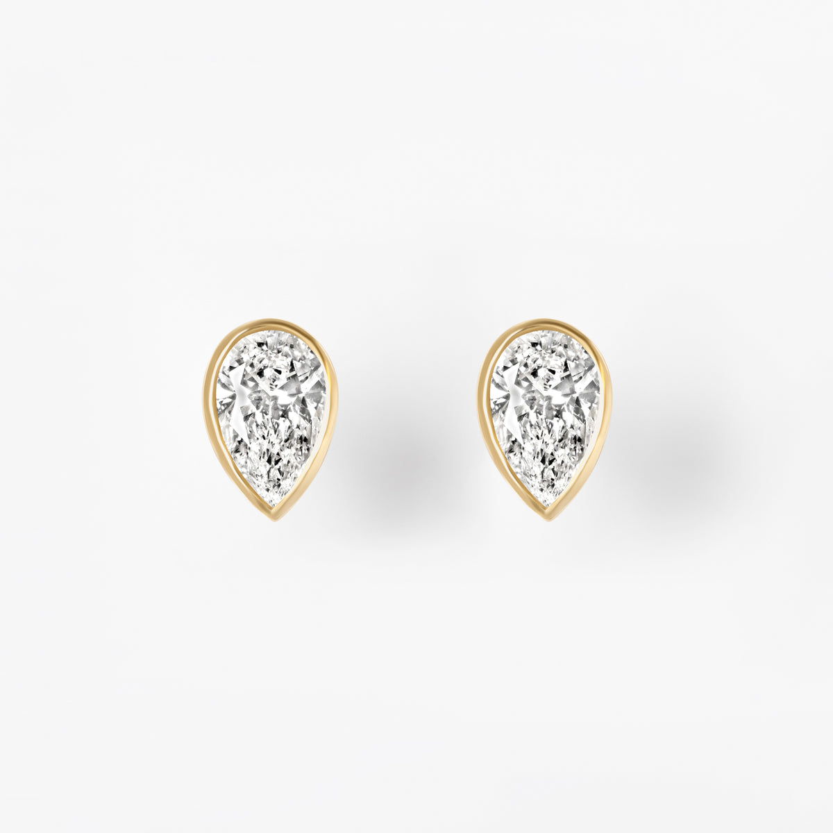 Bezel Set Pear Diamond Stud Earrings