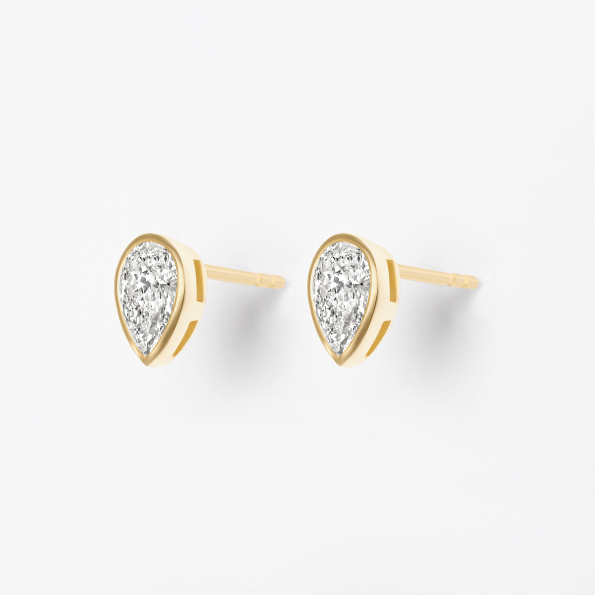 Bezel Set Pear Diamond Stud Earrings