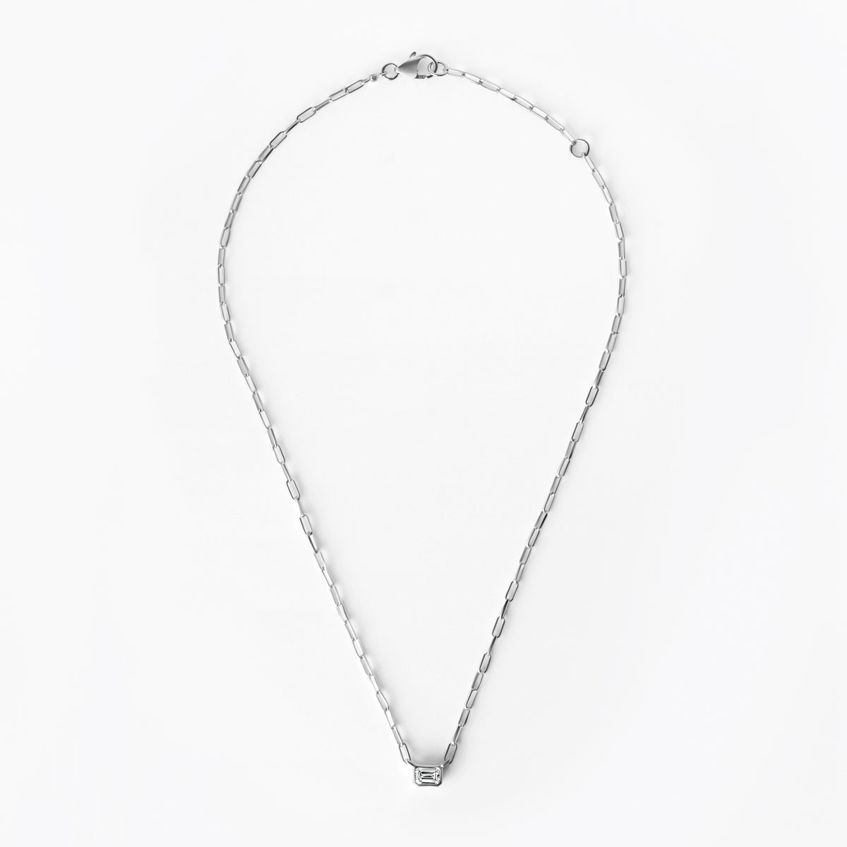 Bezel Set Emerald Cut Diamond Necklace