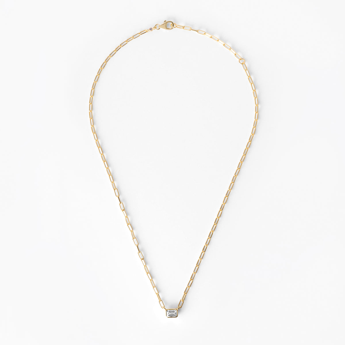Bezel Set Emerald Cut Diamond Necklace