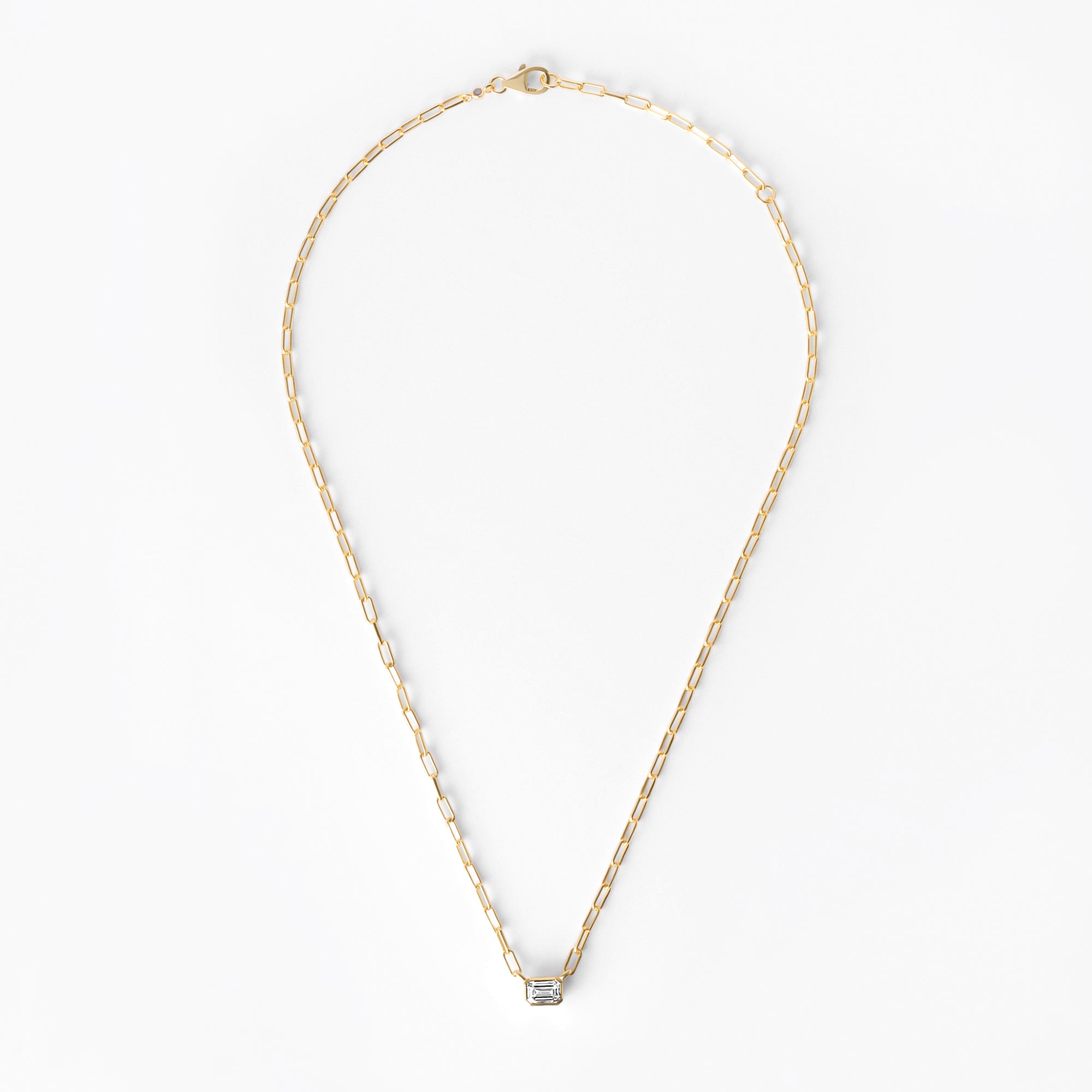 Bezel Set Emerald Cut Diamond Necklace