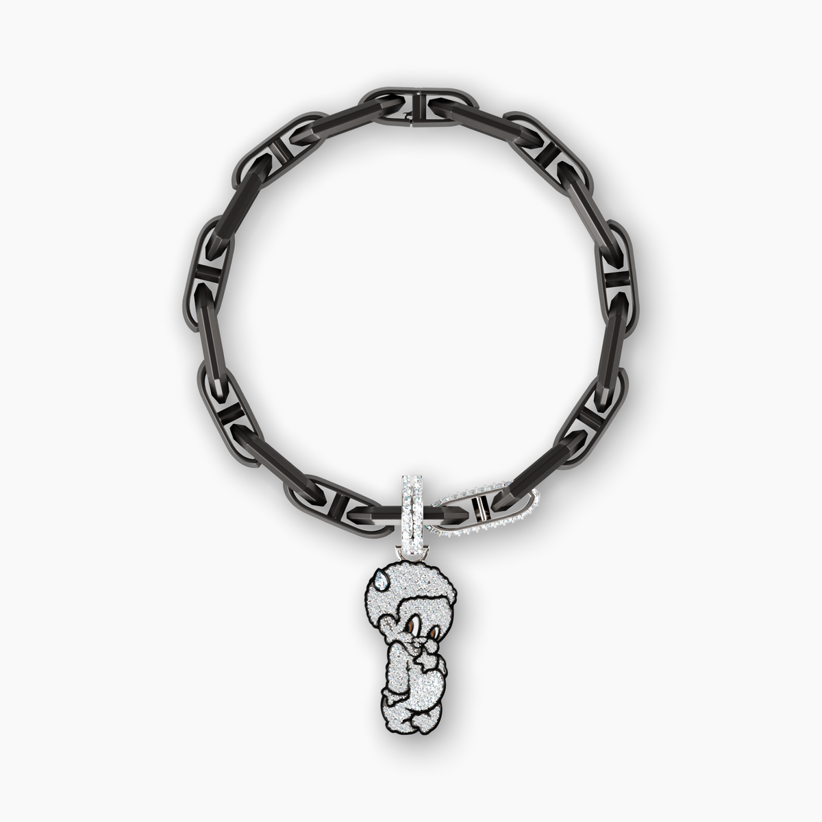 Lil Lenox GRWN Diamond Pavé Charm on Black Legacy Link Bracelet