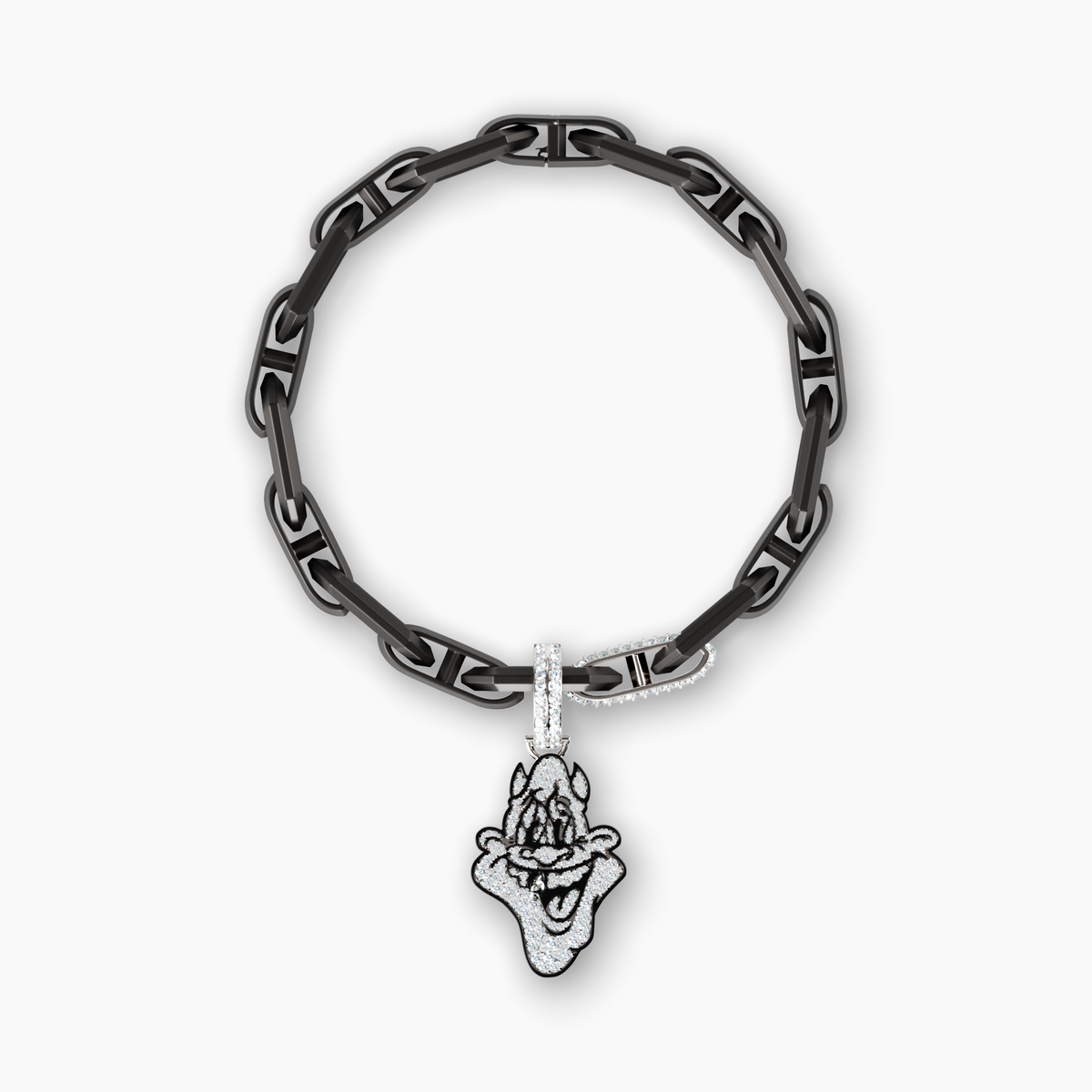 Skip GRWN Diamond Pavé Charm on Black Legacy Link Bracelet