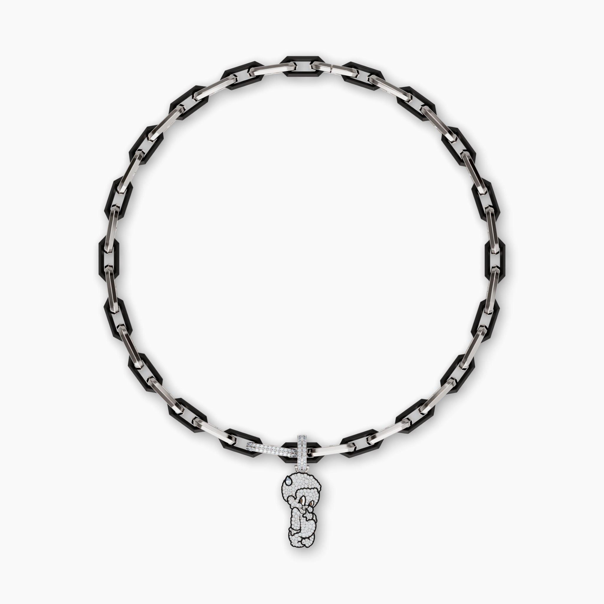 Lil Lenox GRWN Diamond Pavé Charm on Alternating Legacy Link Necklace