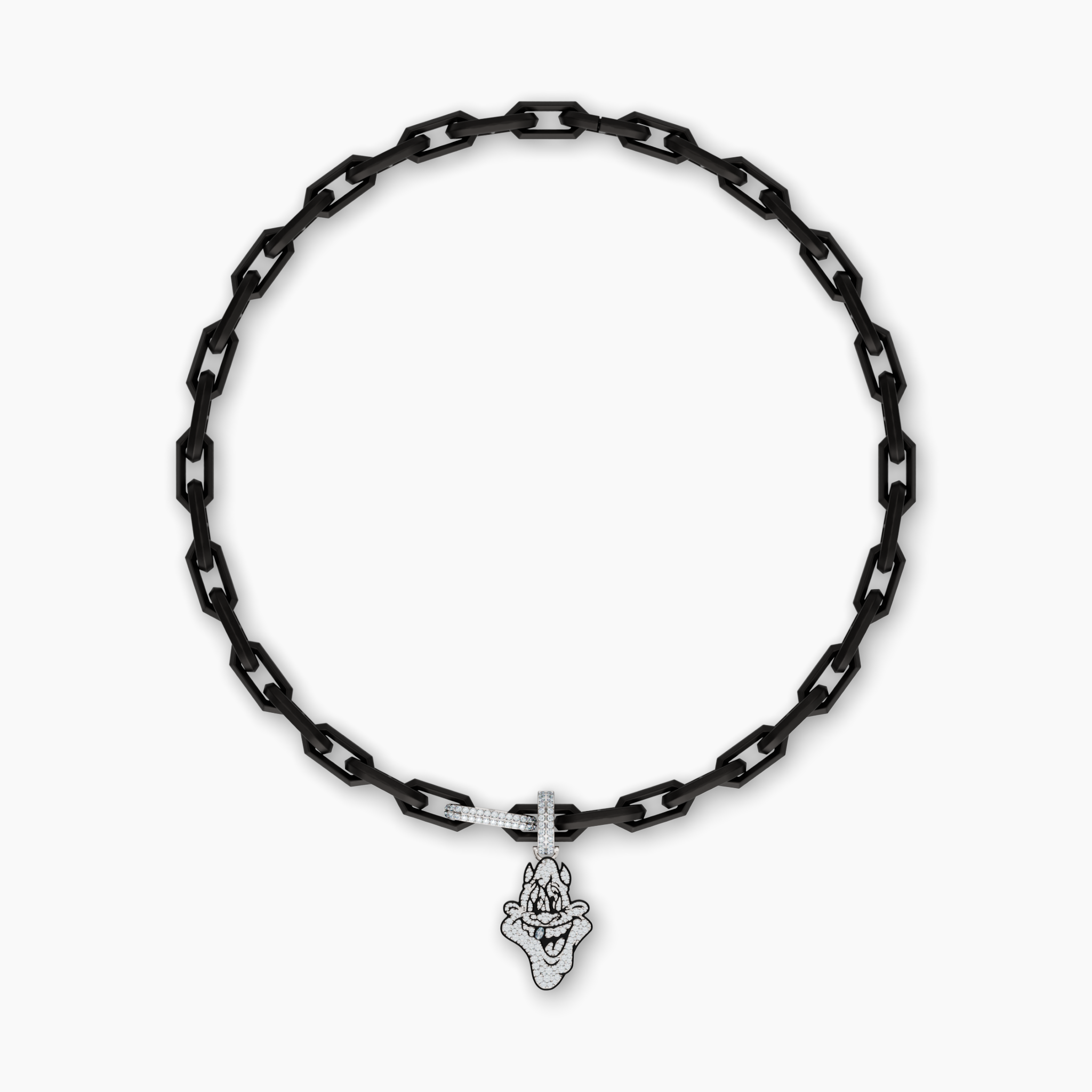 Skip GRWN Diamond Pavé Charm on Black Legacy Link Necklace