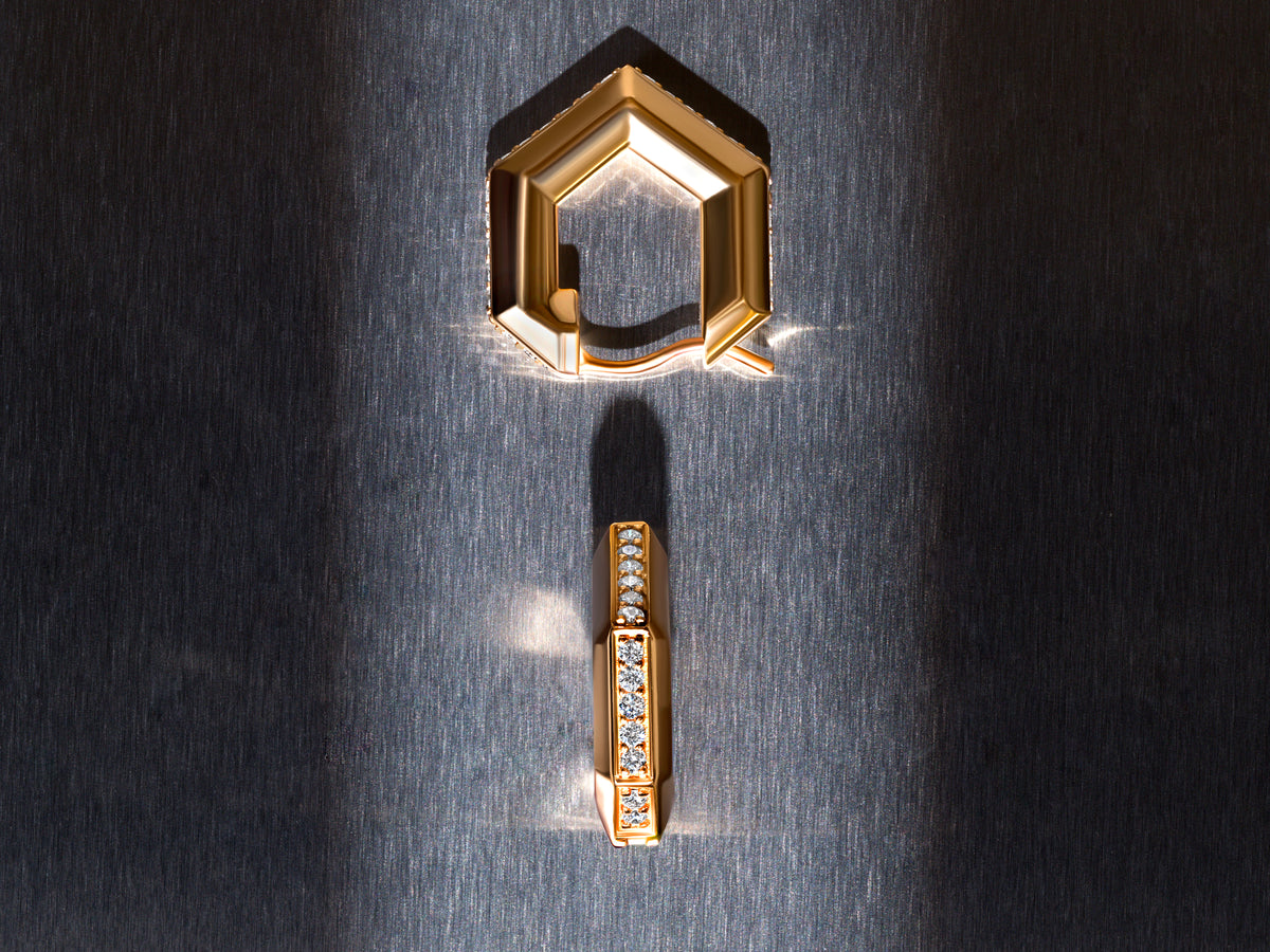 Legacy Love Geometric Diamond Hoop in 14K Yellow Gold