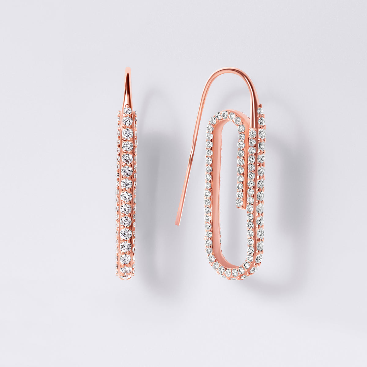 Paperclip Pave Earrings, Rose Gold