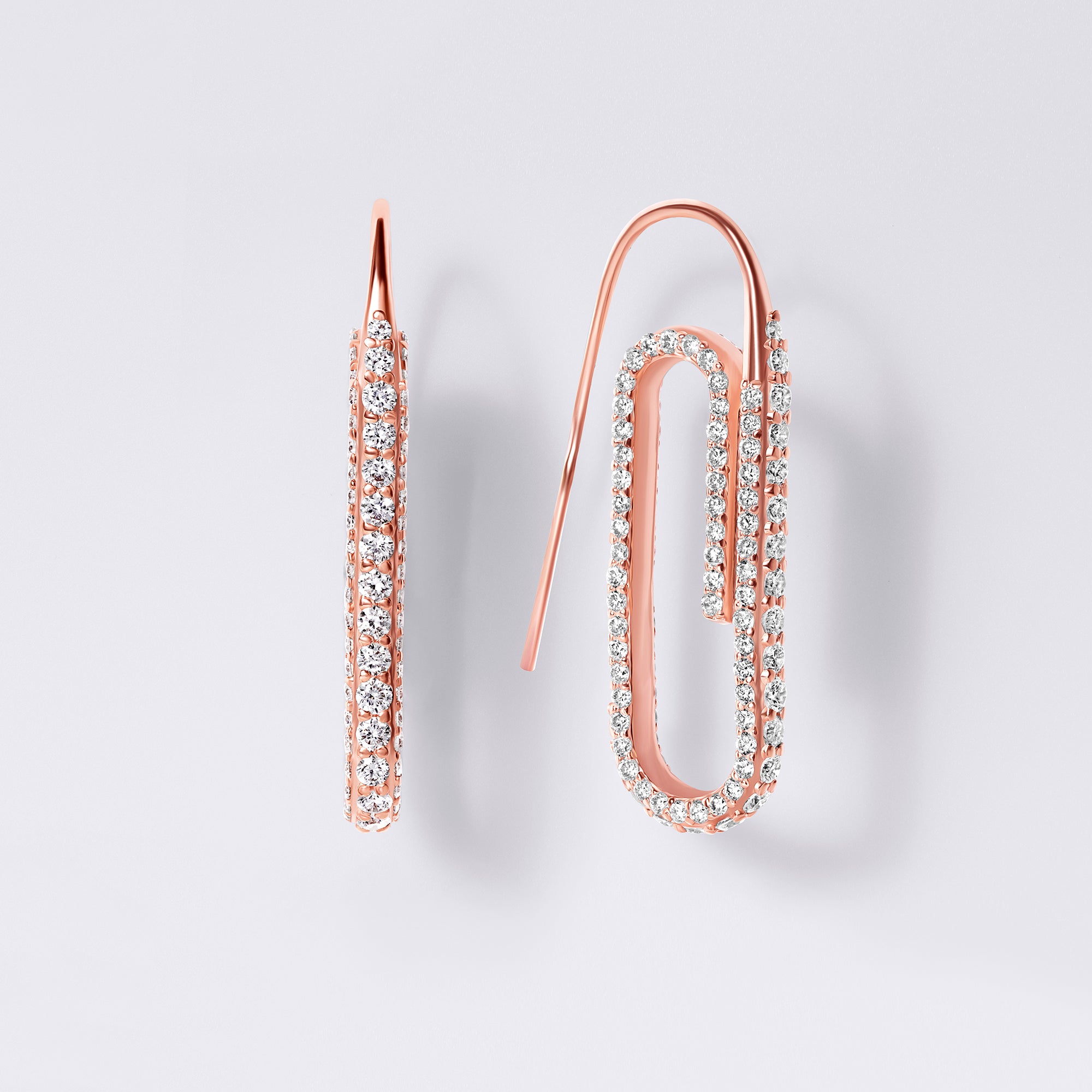 Paperclip Pave Earrings, Rose Gold