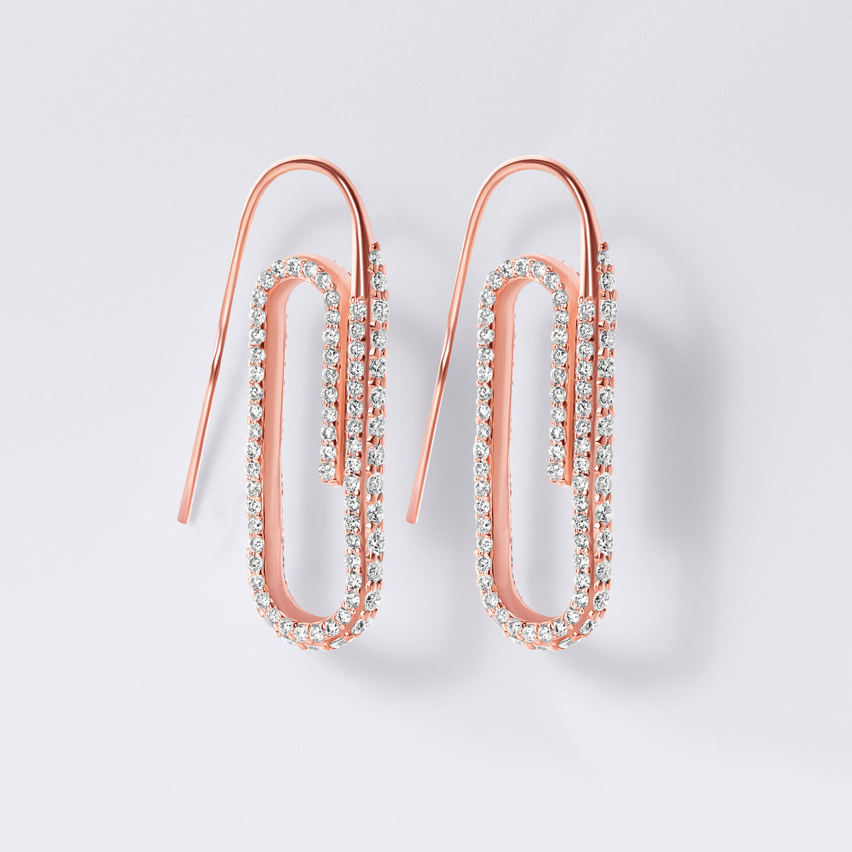 Paperclip Pave Earrings, Rose Gold