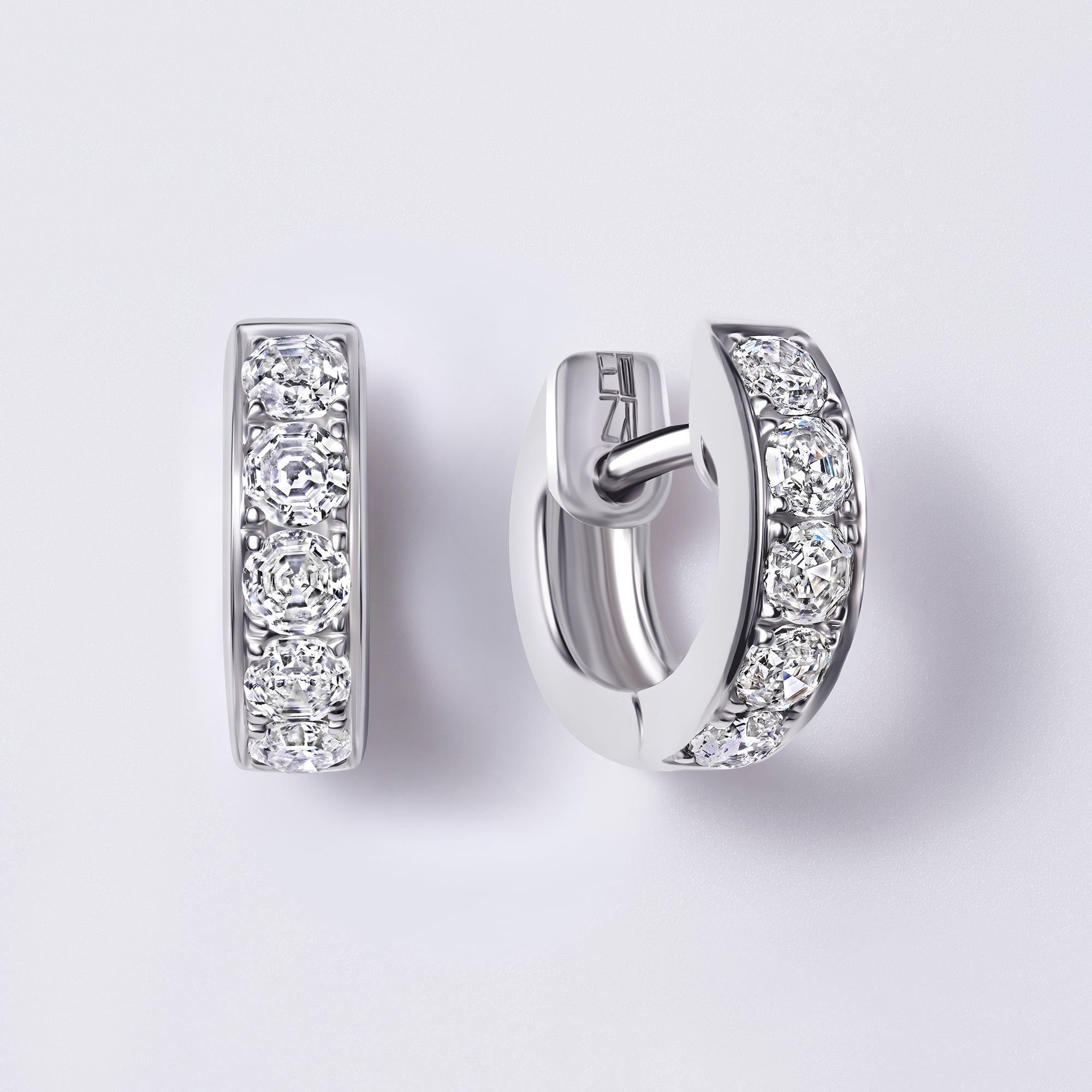 Round Soleil Cut Diamond Channel Set Huggie Earrings