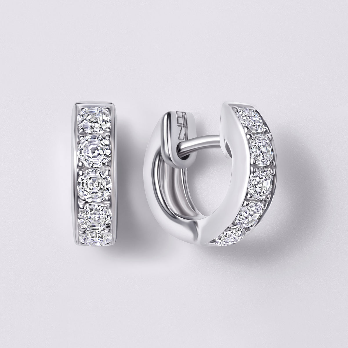 Round Soleil Cut Diamond Channel Set Huggie Earrings