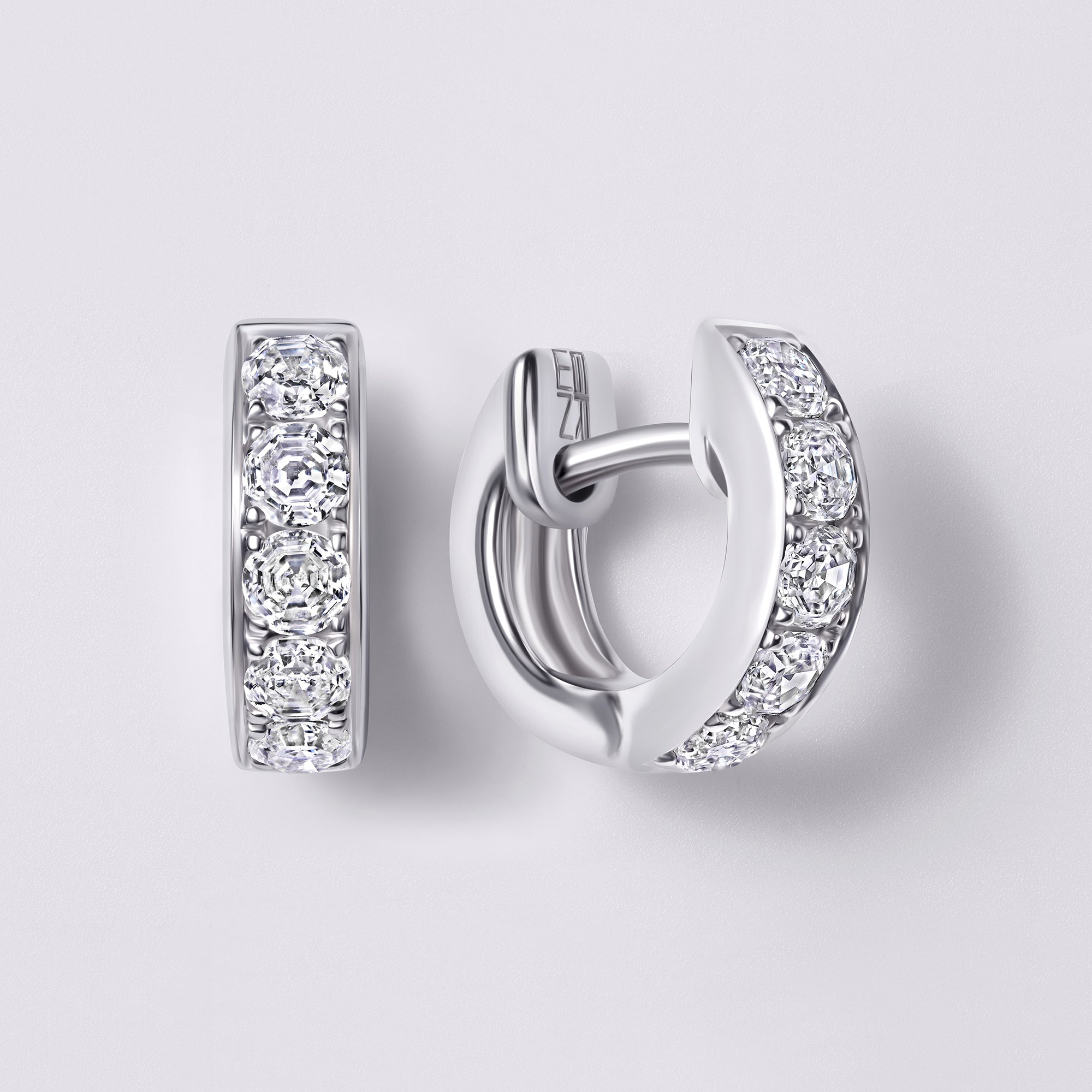 Round Soleil Cut Diamond Channel Set Huggie Earrings