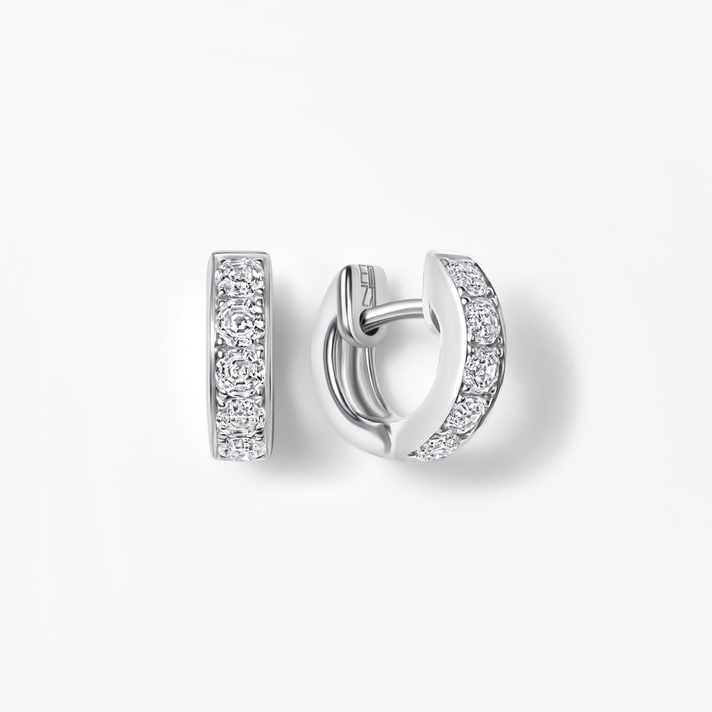 Round Soleil Cut Diamond Huggie Earrings
