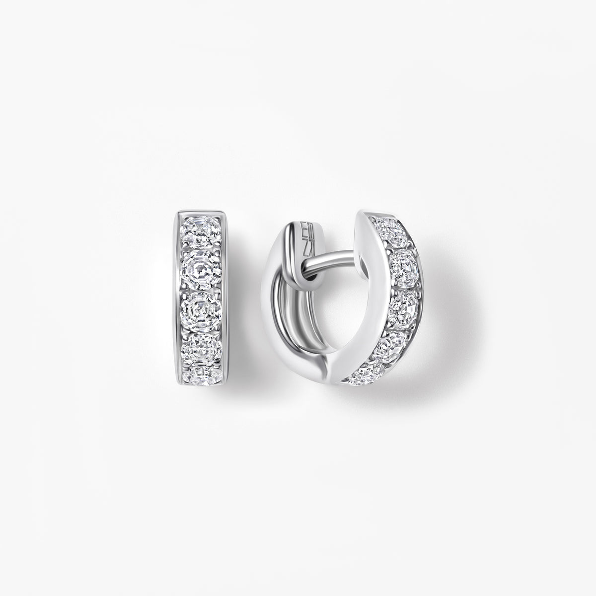 Round Soleil Cut Diamond Channel Set Huggie Earrings